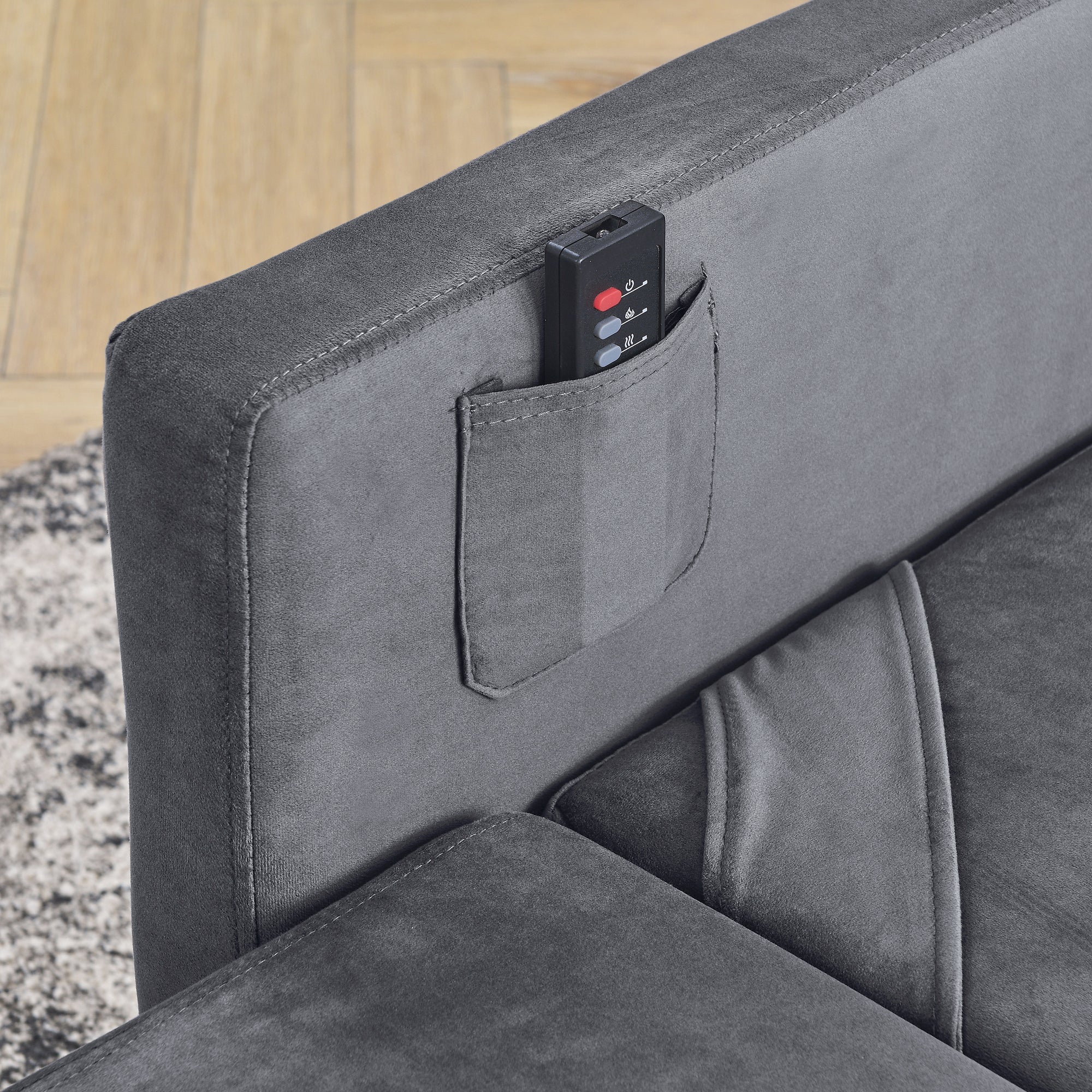 2-in-1 Convertible Sofa Chair Bed Space Saving Lounger Sleeper Chair- Gray_12