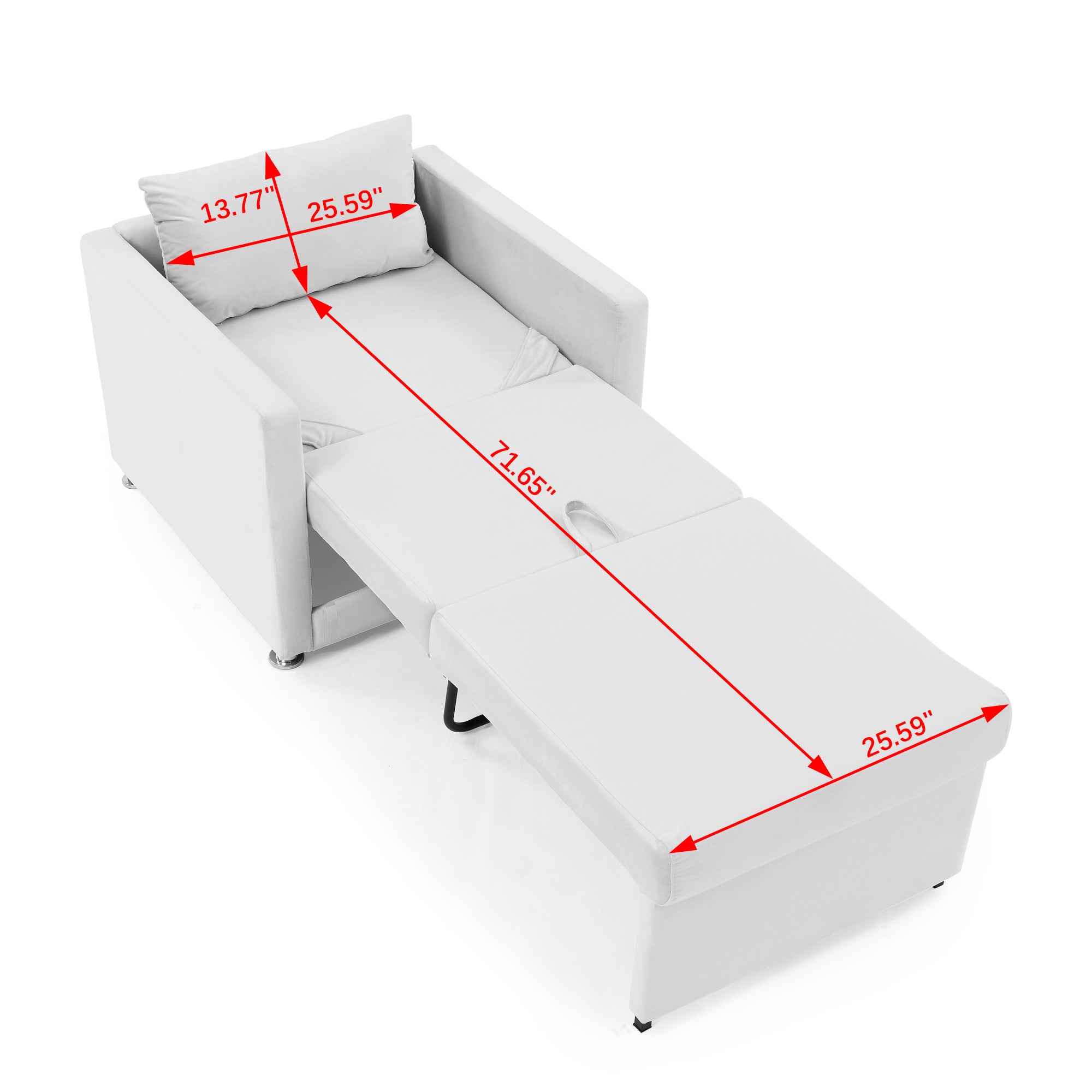 2-in-1 Convertible Sofa Chair Bed Space Saving Lounger Sleeper Chair- Gray_15