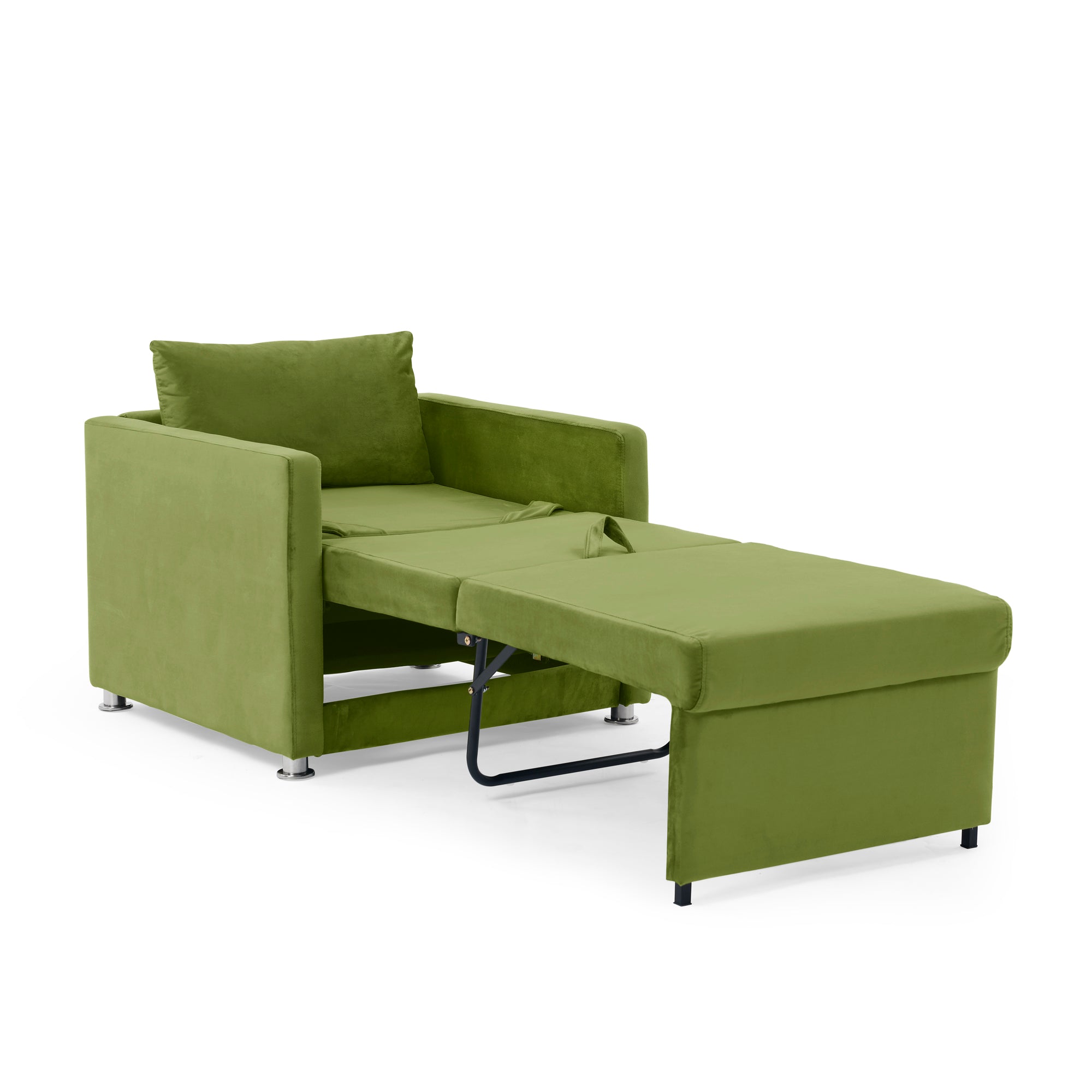 2-in-1 Convertible Sofa Chair Bed Space Saving Lounger Sleeper Chair- Green_9