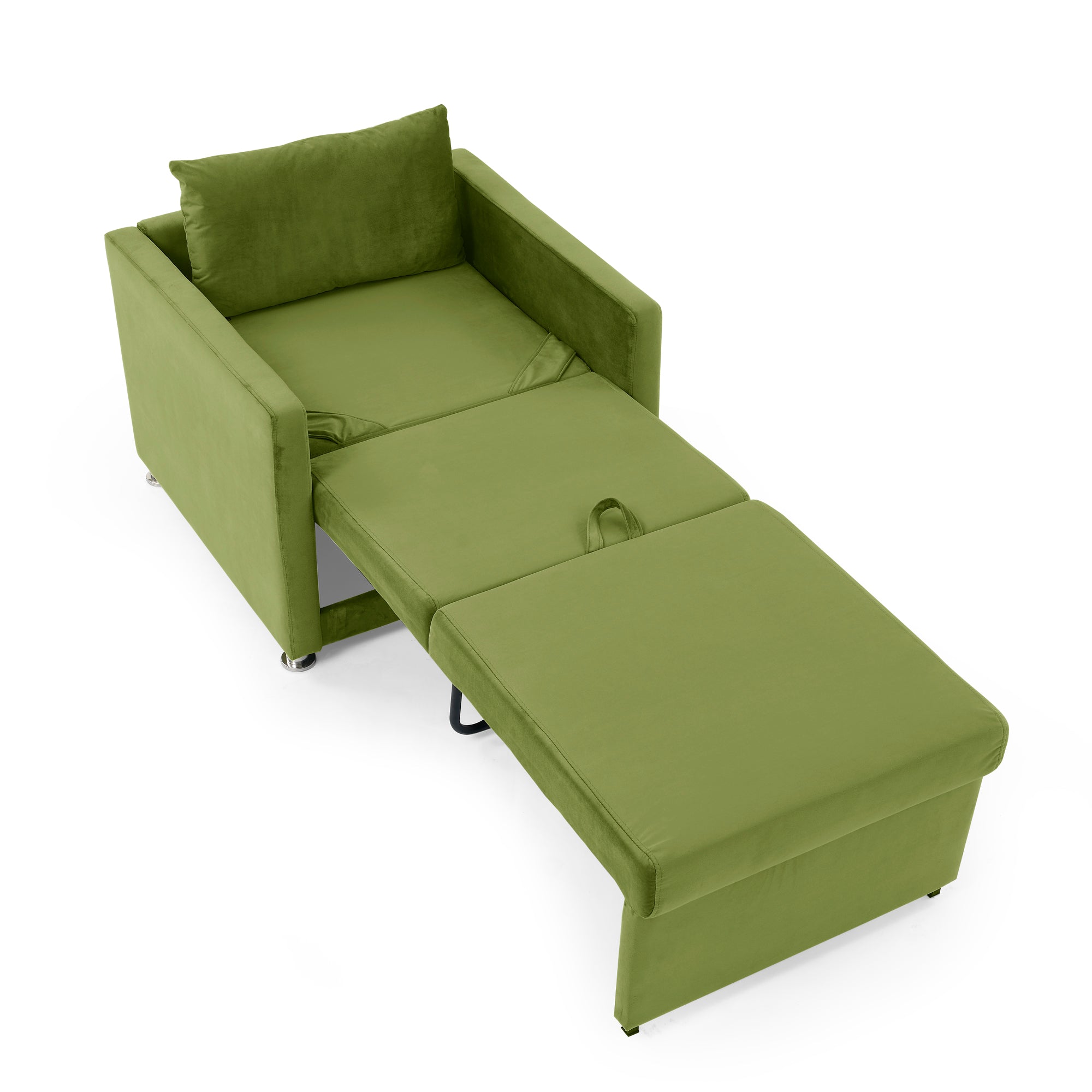 2-in-1 Convertible Sofa Chair Bed Space Saving Lounger Sleeper Chair- Green_6