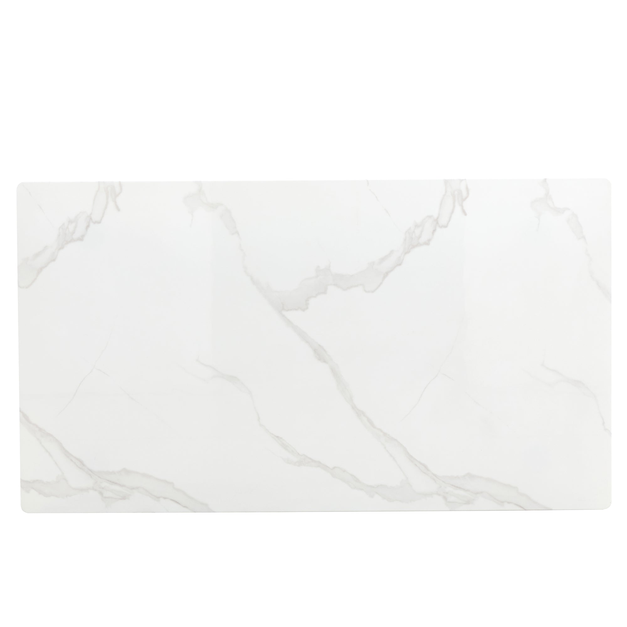 4 to 6 Seater Modern Minimalist Thick Tempered Marbled Glass Dining Table with Silver Metal Legs_9