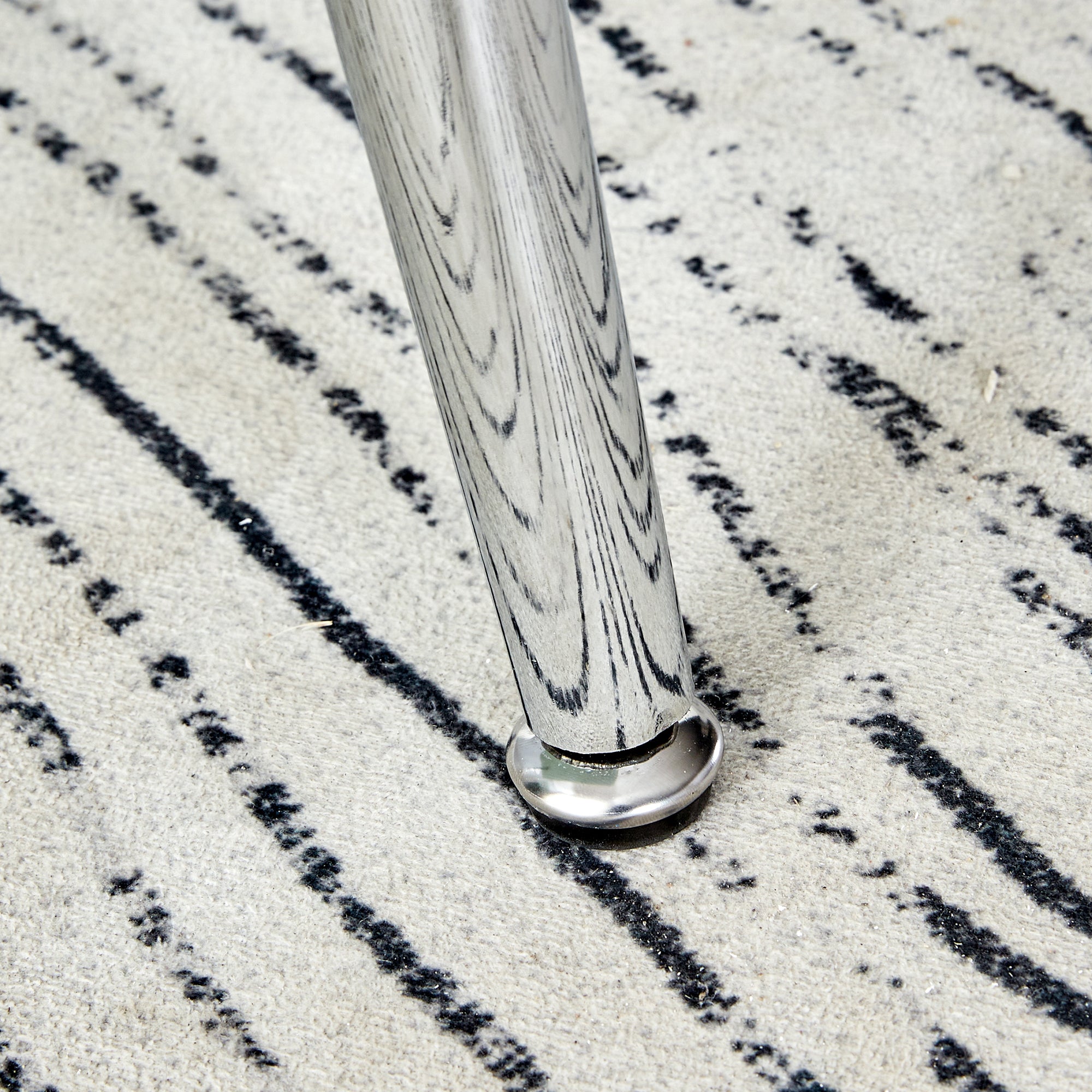 4 to 6 Seater Modern Minimalist Thick Tempered Marbled Glass Dining Table with Silver Metal Legs_14