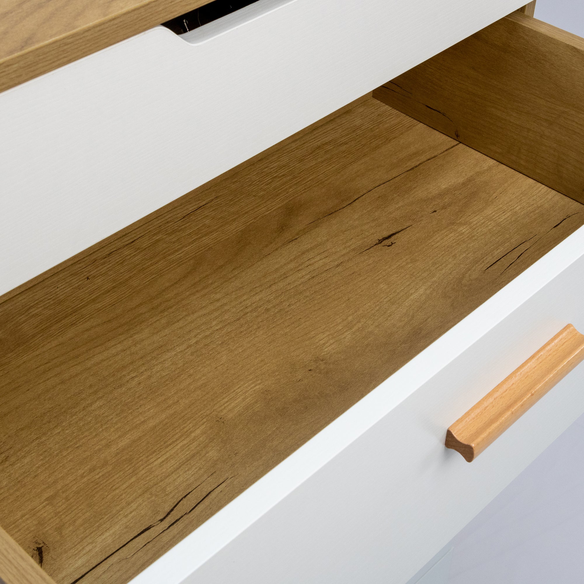 Modern Design Solid Wood Drawer Dresser Cabinet with Makeup Mirror-White Oak_20