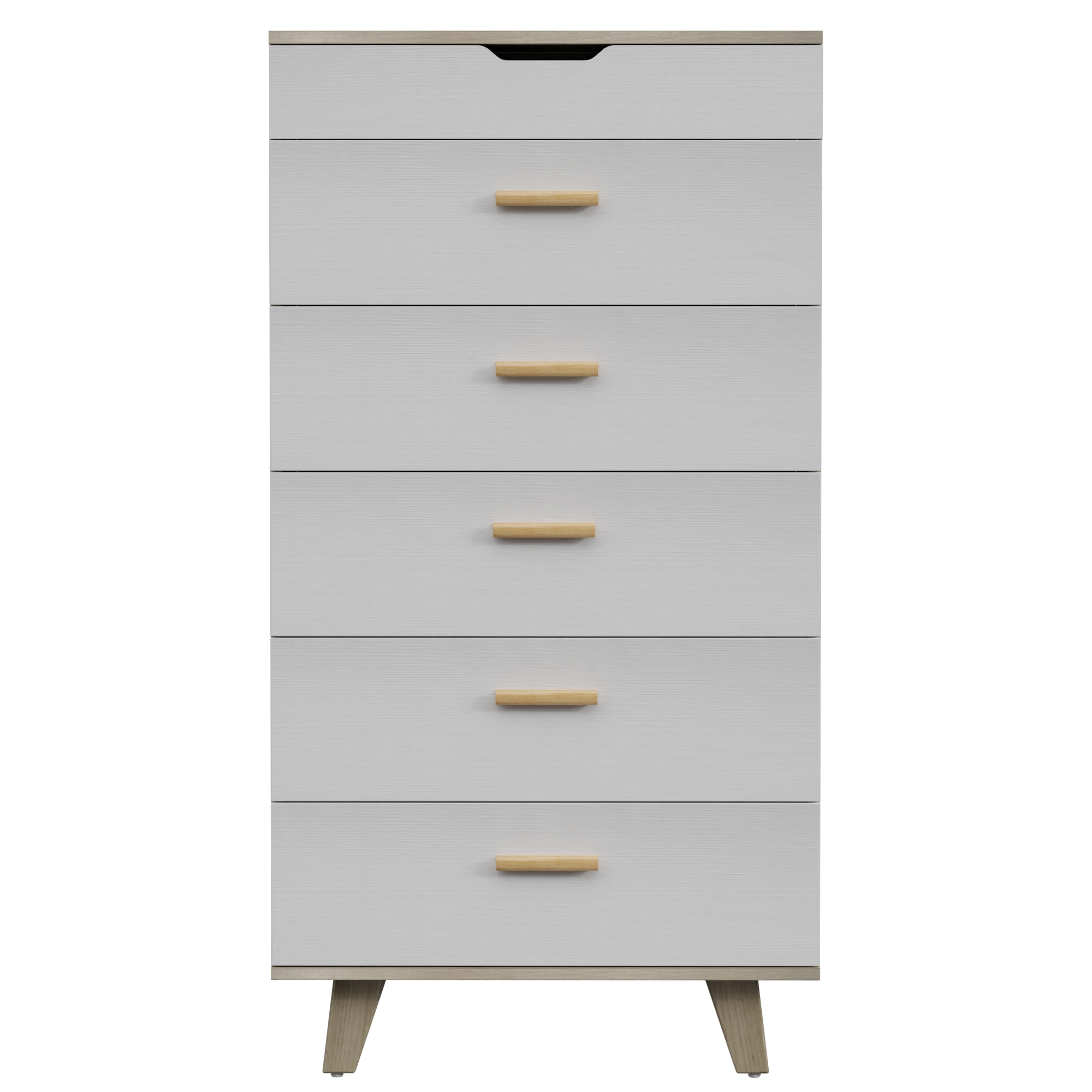 Modern Design Solid Wood Drawer Dresser Cabinet with Makeup Mirror-White Oak_7