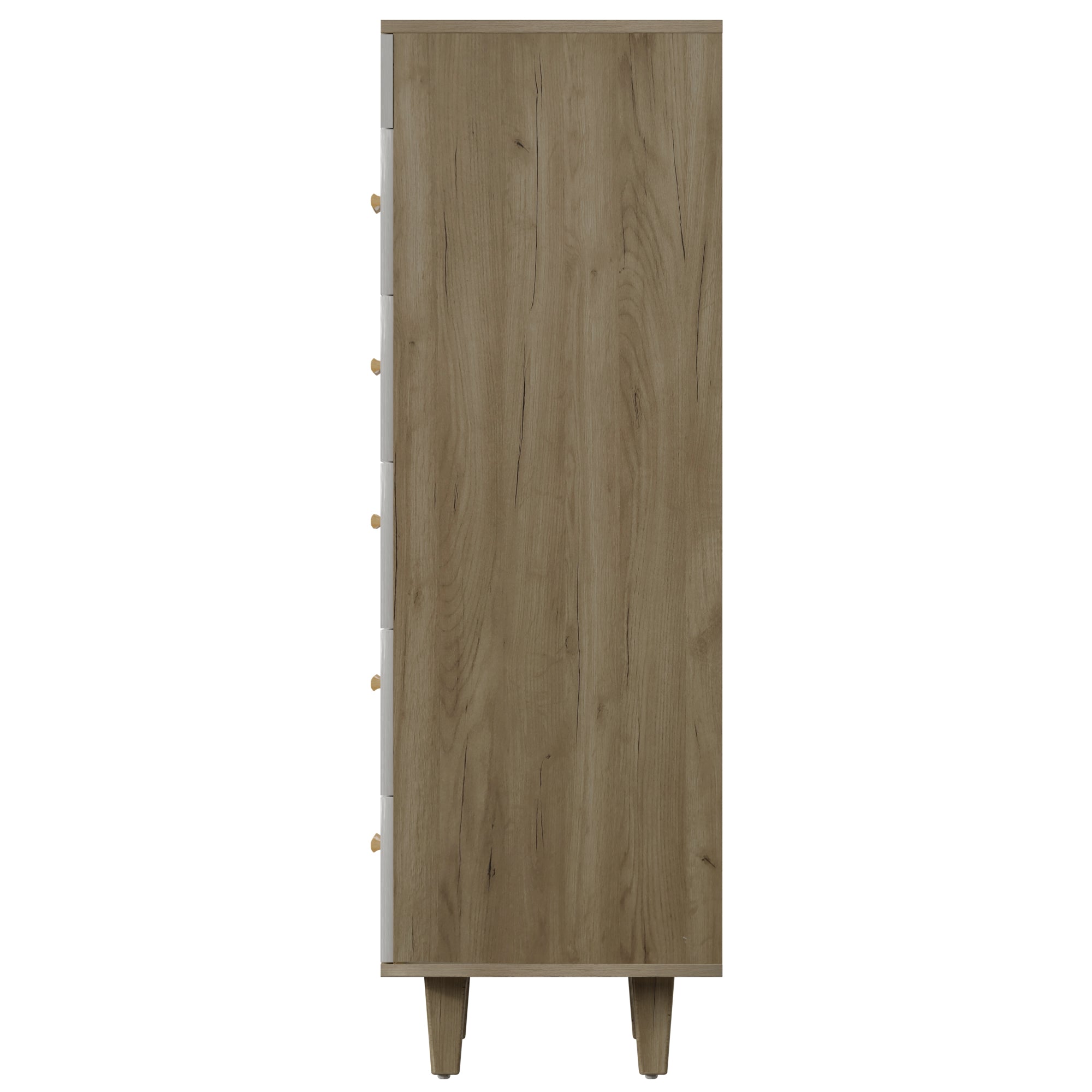 Modern Design Solid Wood Drawer Dresser Cabinet with Makeup Mirror-White Oak_12