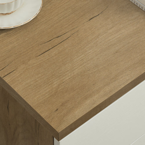 Modern Design Solid Wood Drawer Dresser Cabinet with Makeup Mirror-White Oak_19