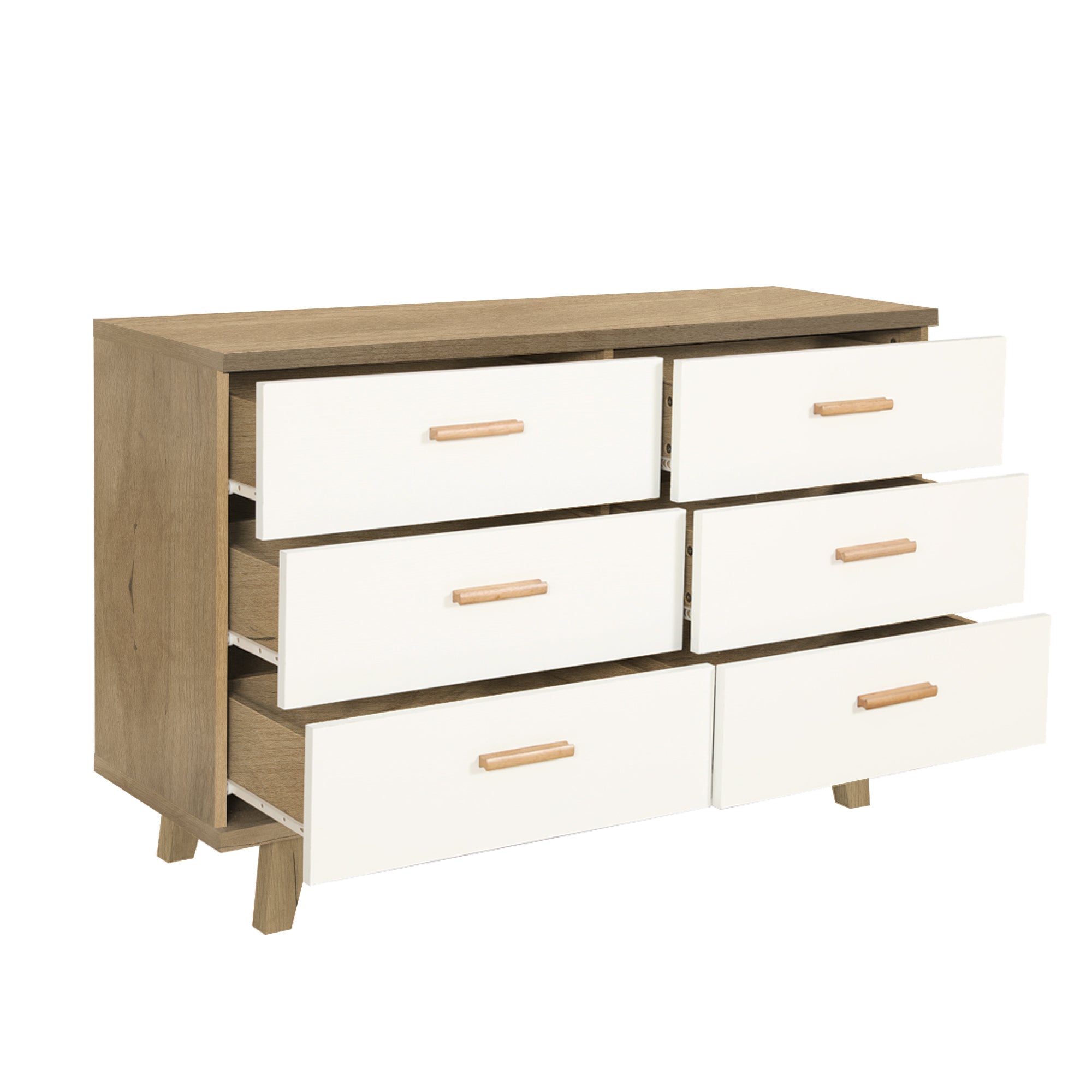 6-Drawer Dresser Storage Cabinet for Bedroom and Living Room Spaces- White Oak_6