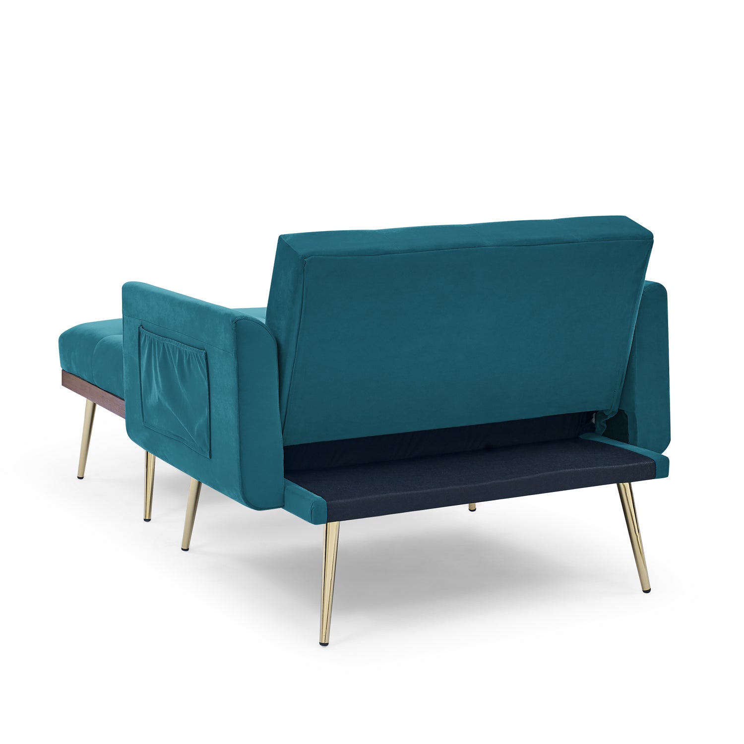 Recline Sofa Chair with Ottoman Two Arm Pocket and Wooden Frame include 1 Pillow, Teal (40.5"x33"x32")_8