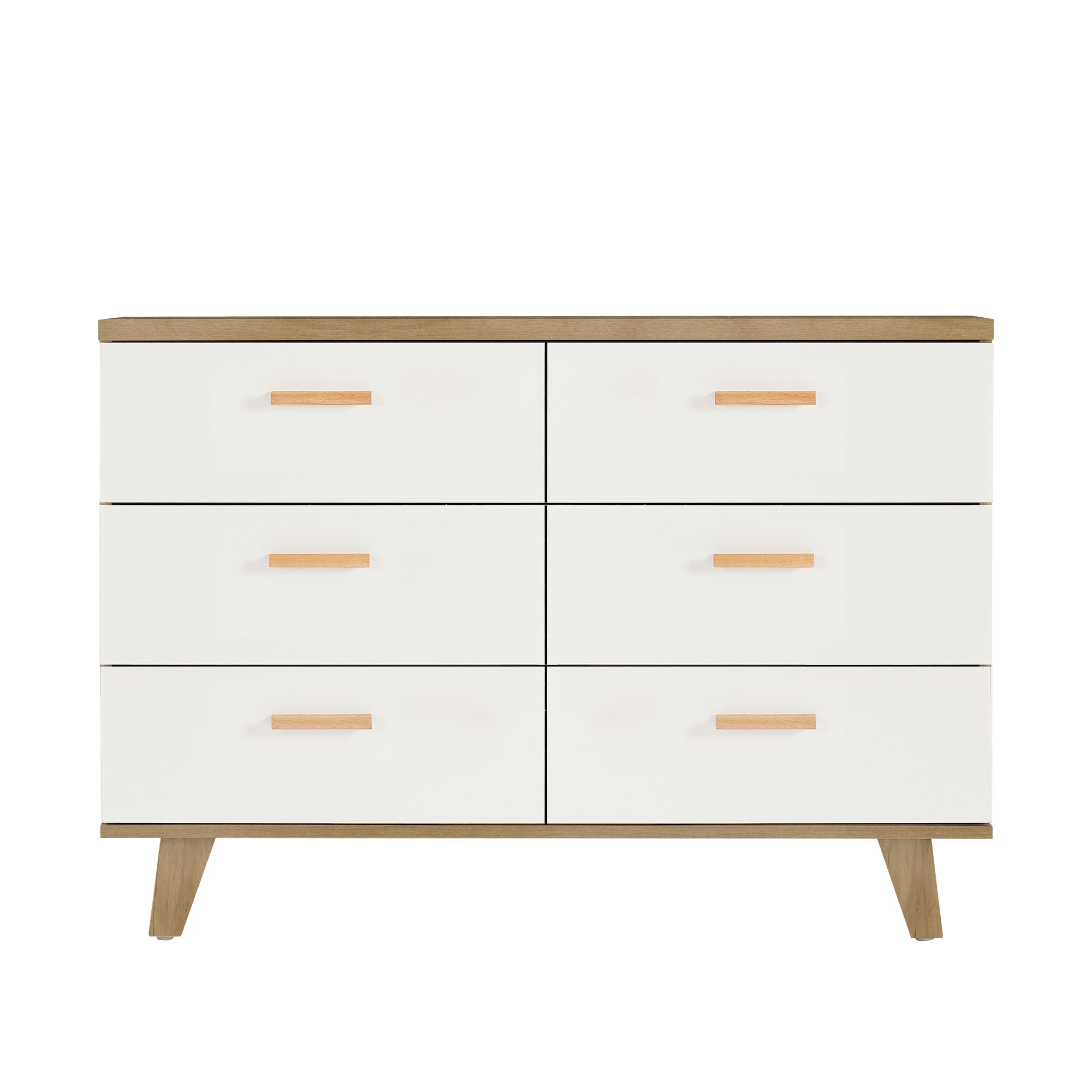 6-Drawer Dresser Storage Cabinet for Bedroom and Living Room Spaces- White Oak_5