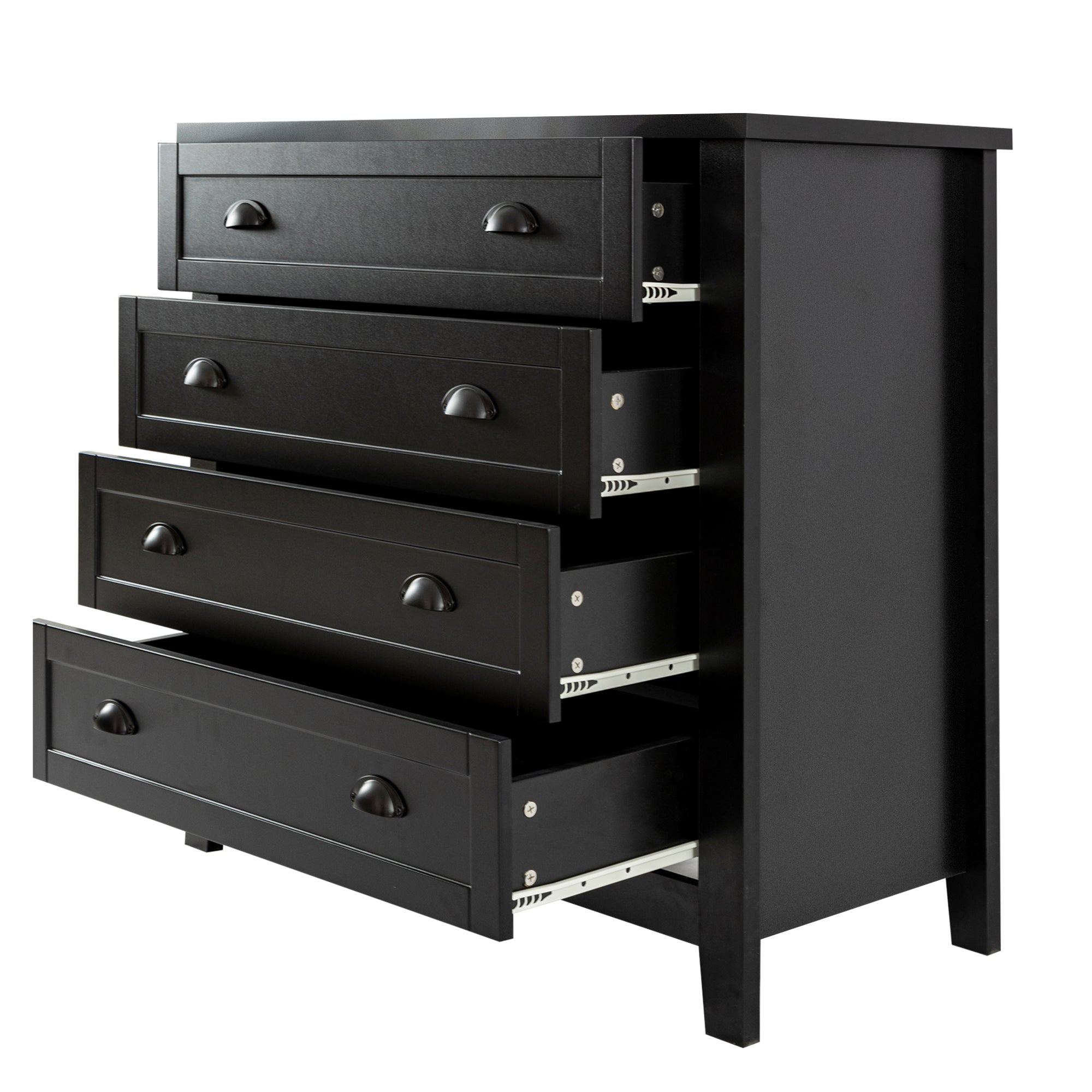 Antique Wide 6 Drawer Storage Dresser with Solid Wood Frame- Black_5