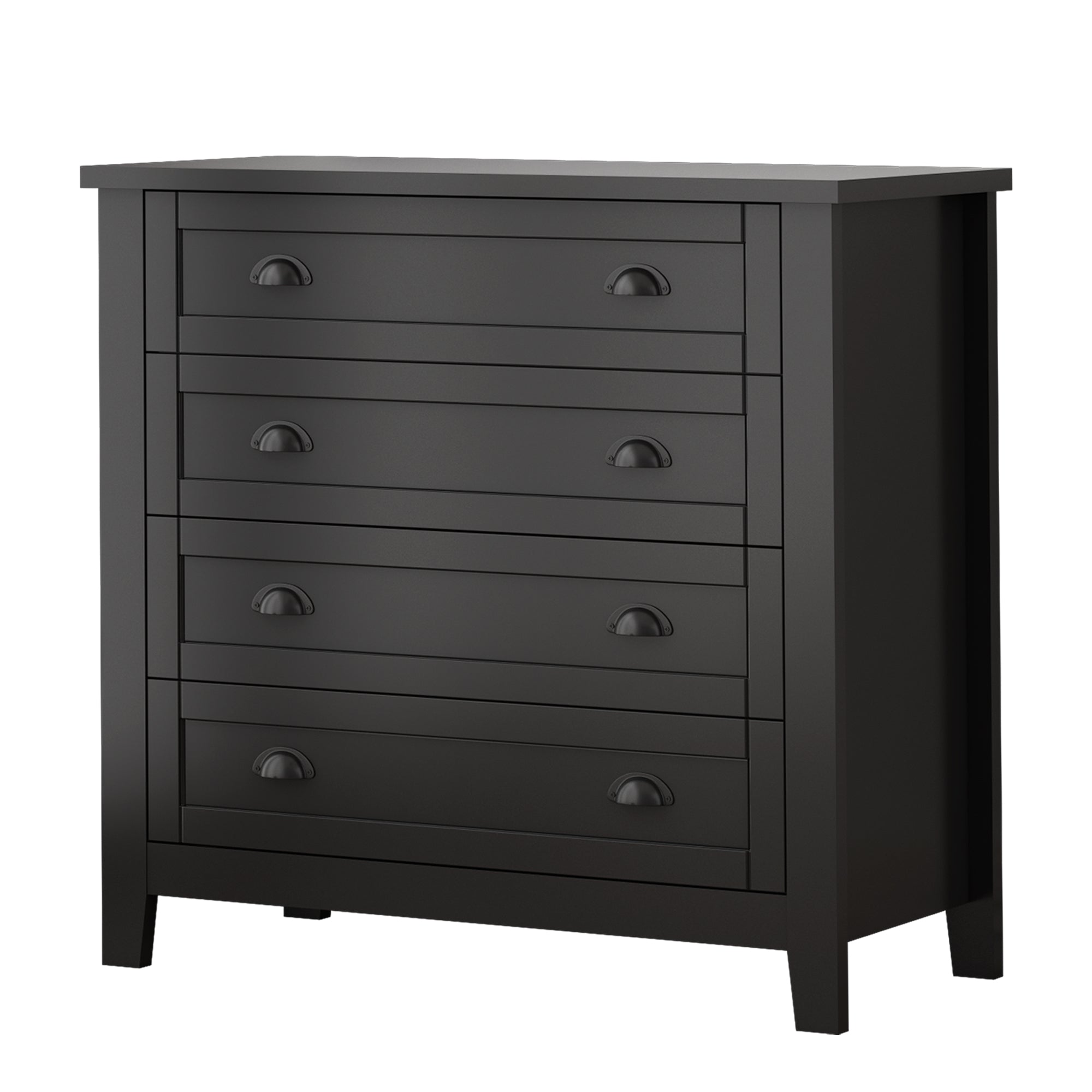 Antique Wide 6 Drawer Storage Dresser with Solid Wood Frame- Black_4