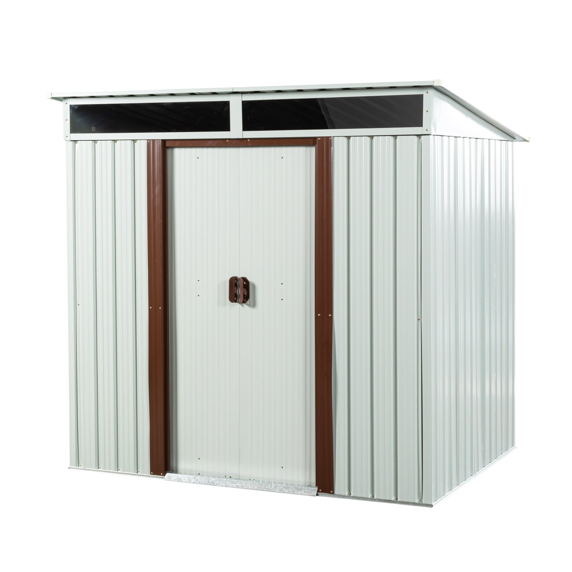 6ft x 5ft Outdoor Storage Shed for Garden with Lockable Sliding Door-White_2