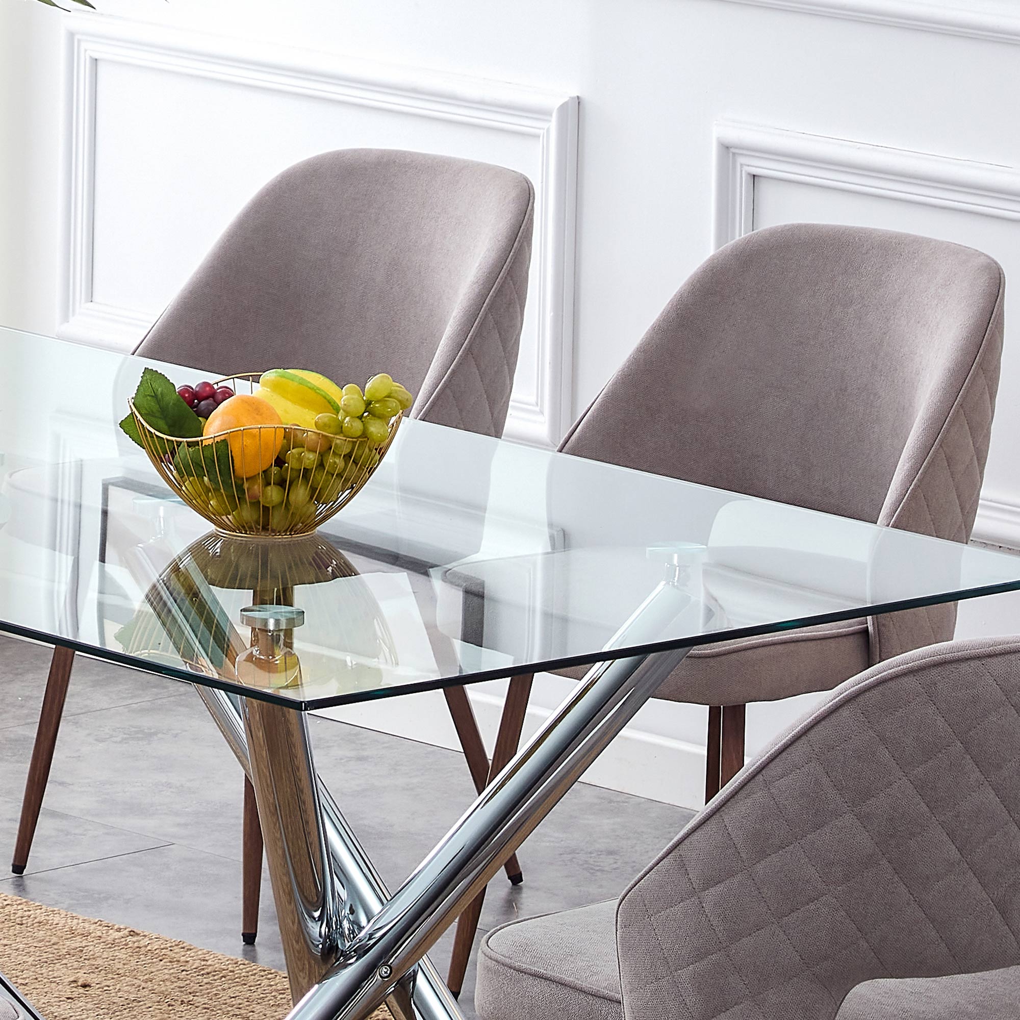 Set of 4 Modern Designed Accent Chair Upholstered Linen Side Chair with Wooden Legs- Gray_11