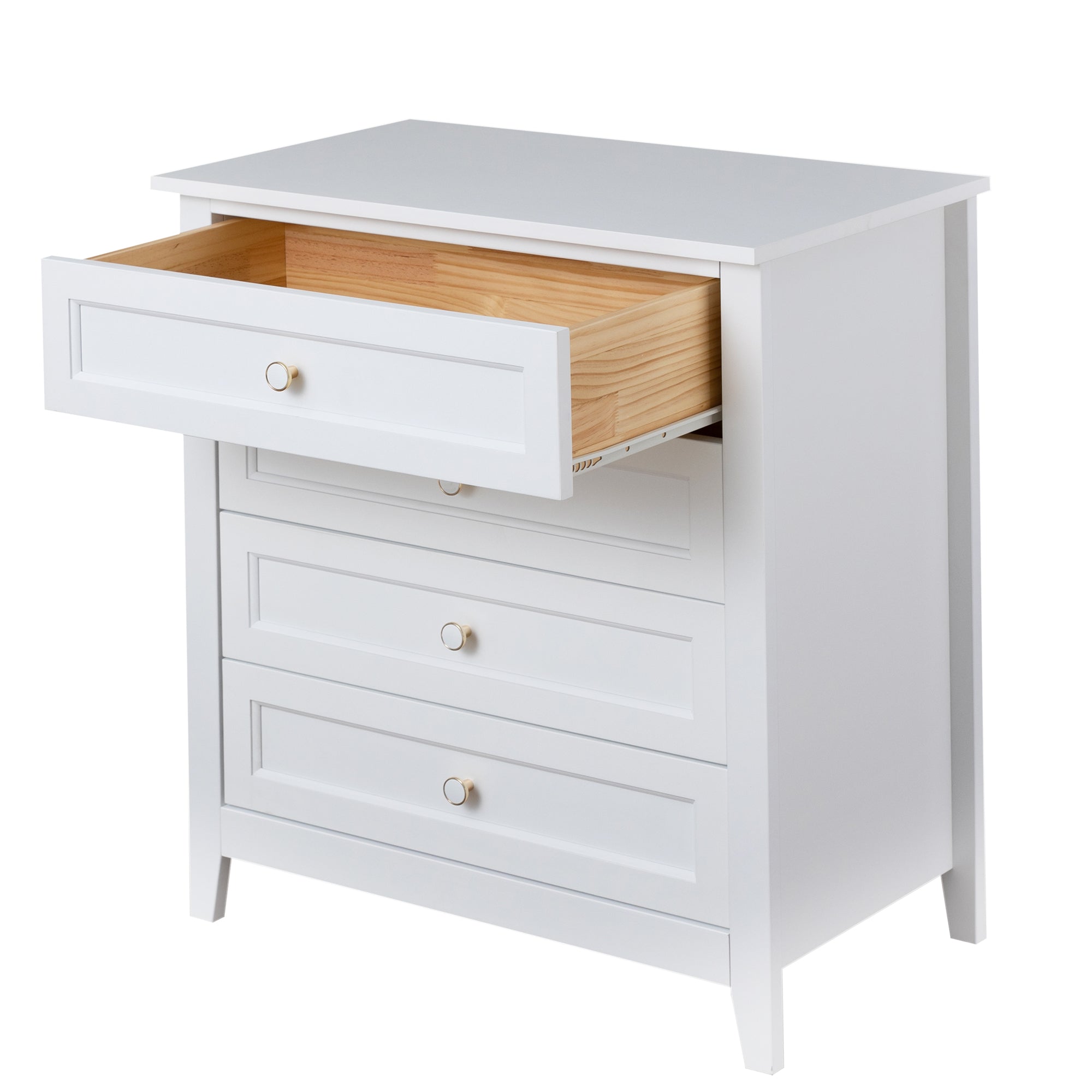 4 Drawers Wooden Stylish Side Board Dresser and Storage Organizer- White_10