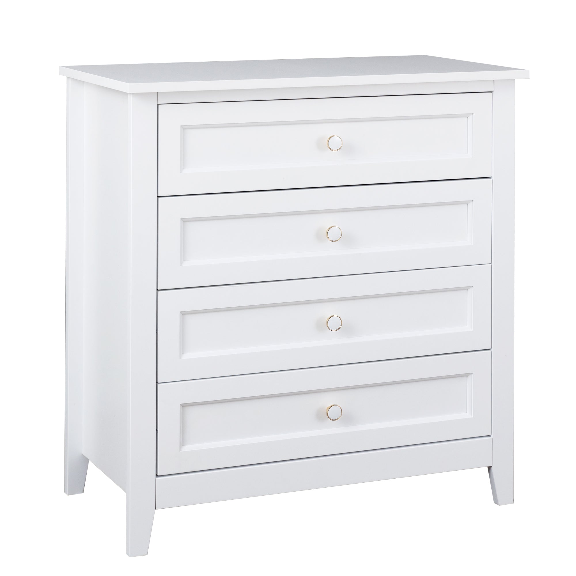 4 Drawers Wooden Stylish Side Board Dresser and Storage Organizer- White_8