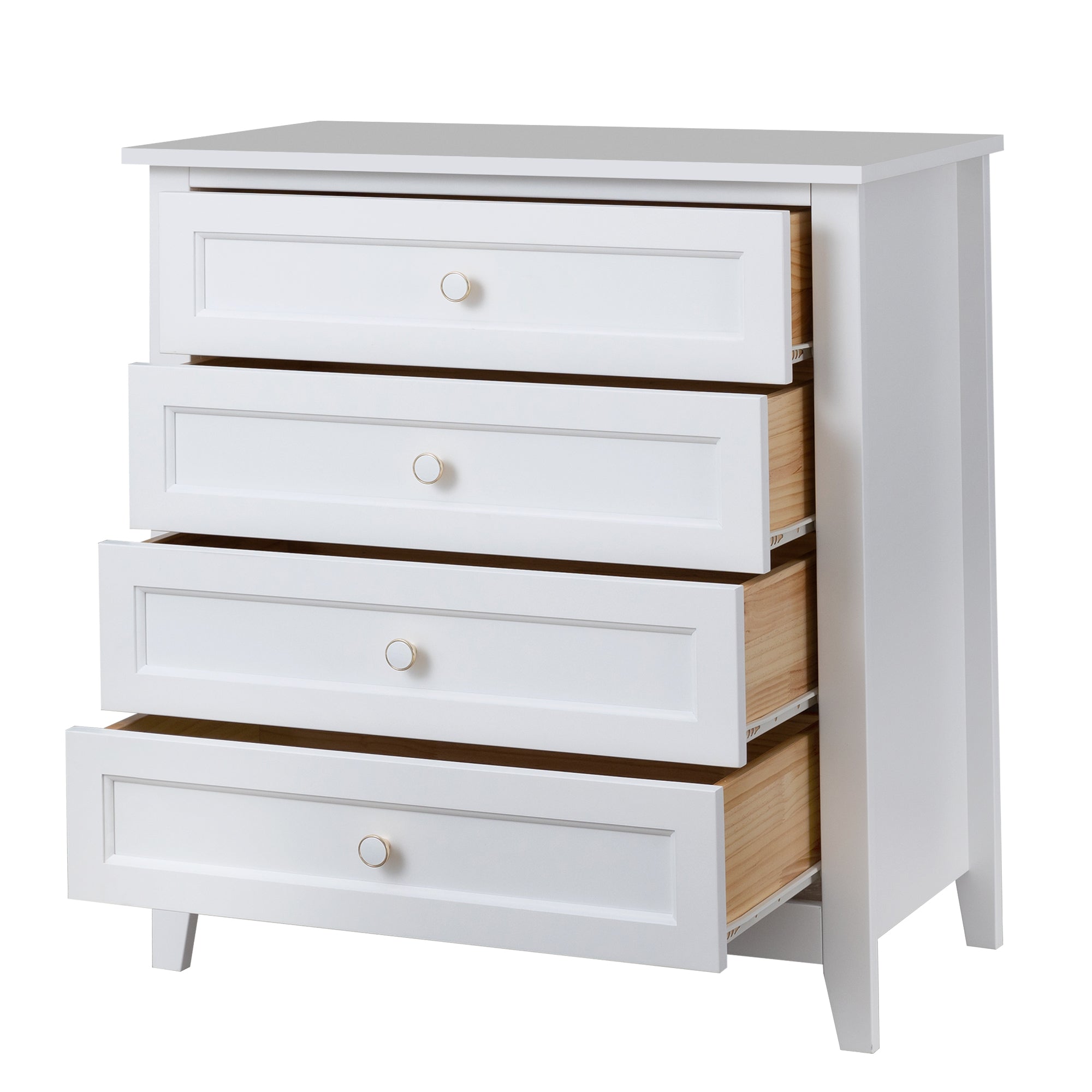 4 Drawers Wooden Stylish Side Board Dresser and Storage Organizer- White_9