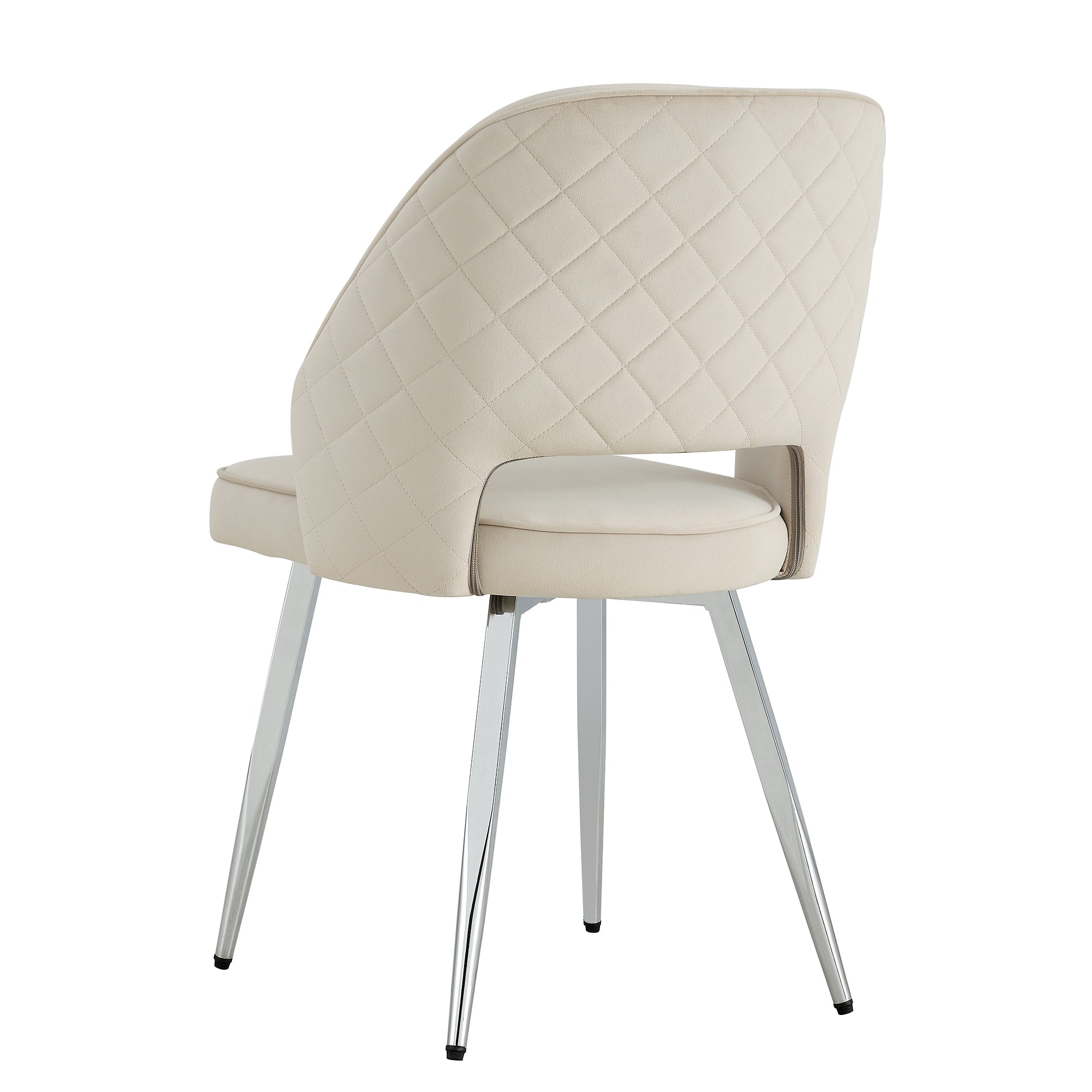 Set of 4 Modern Designed Accent Chair Upholstered Velvet Side Chair with Metal Legs- Light Beige_15