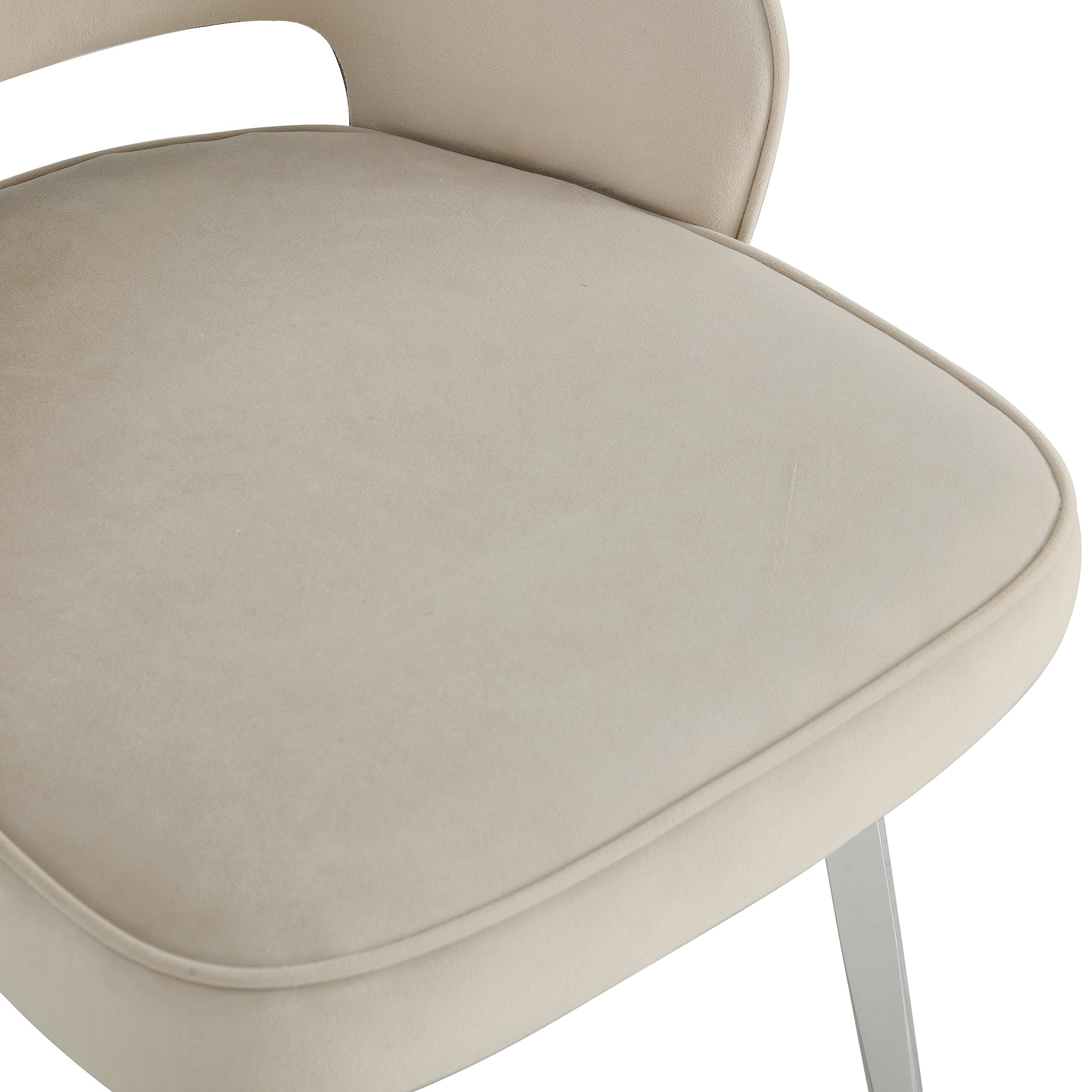 Set of 4 Modern Designed Accent Chair Upholstered Velvet Side Chair with Metal Legs- Light Beige_19