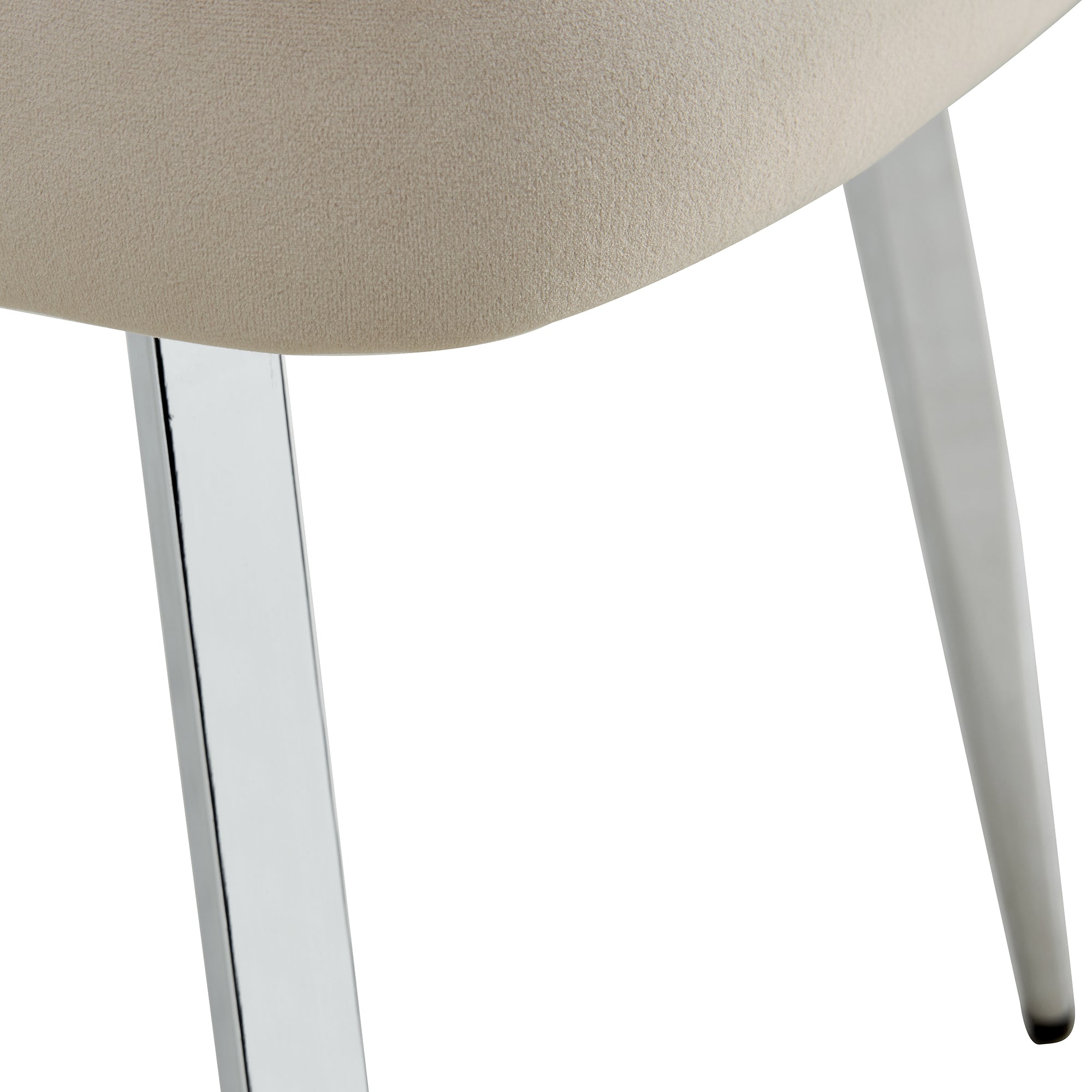 Set of 4 Modern Designed Accent Chair Upholstered Velvet Side Chair with Metal Legs- Light Beige_17