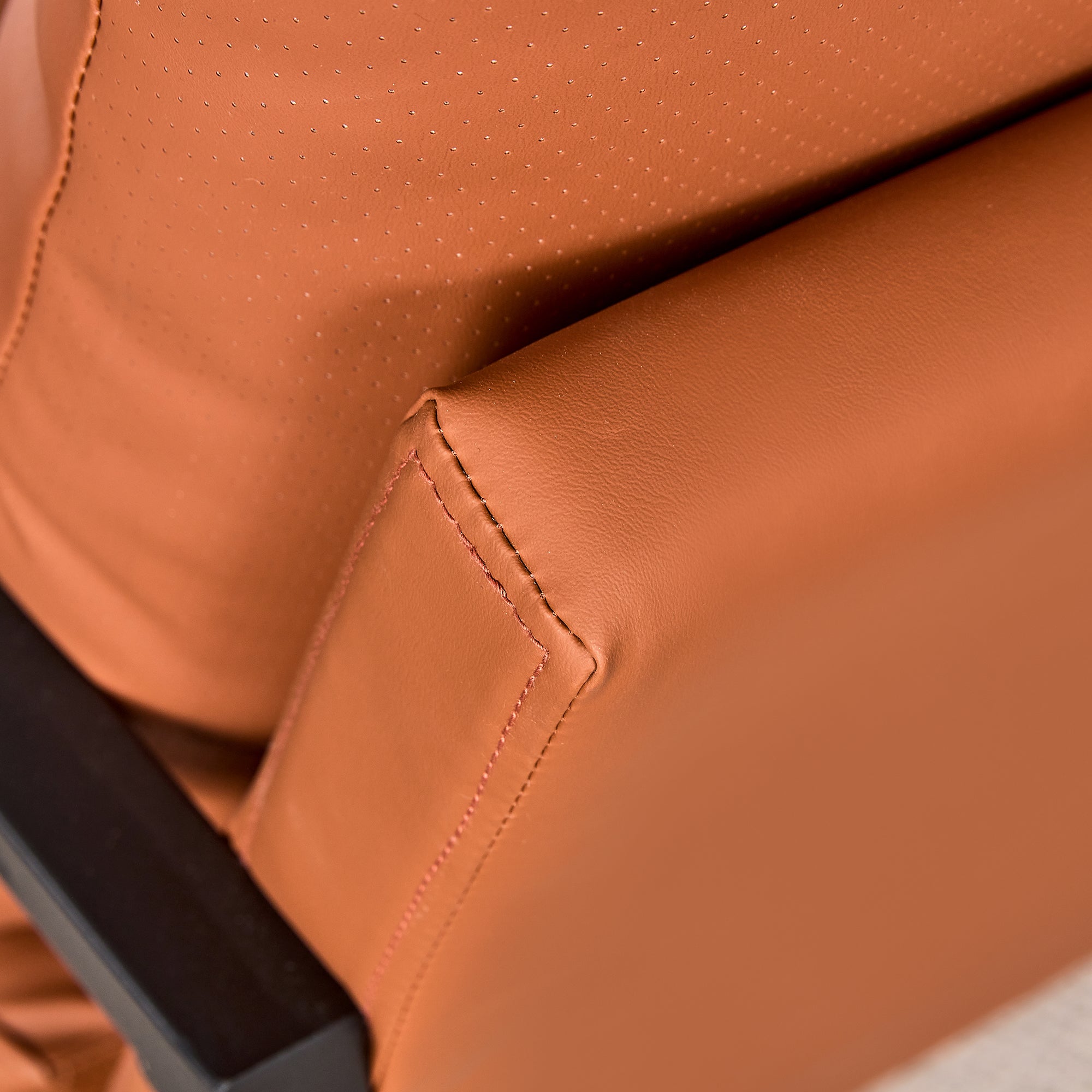 Modern Upholstered PU Leather Sofa Set with Black Metal Frame- 2 Seater+ Double Sofa, Brown_8