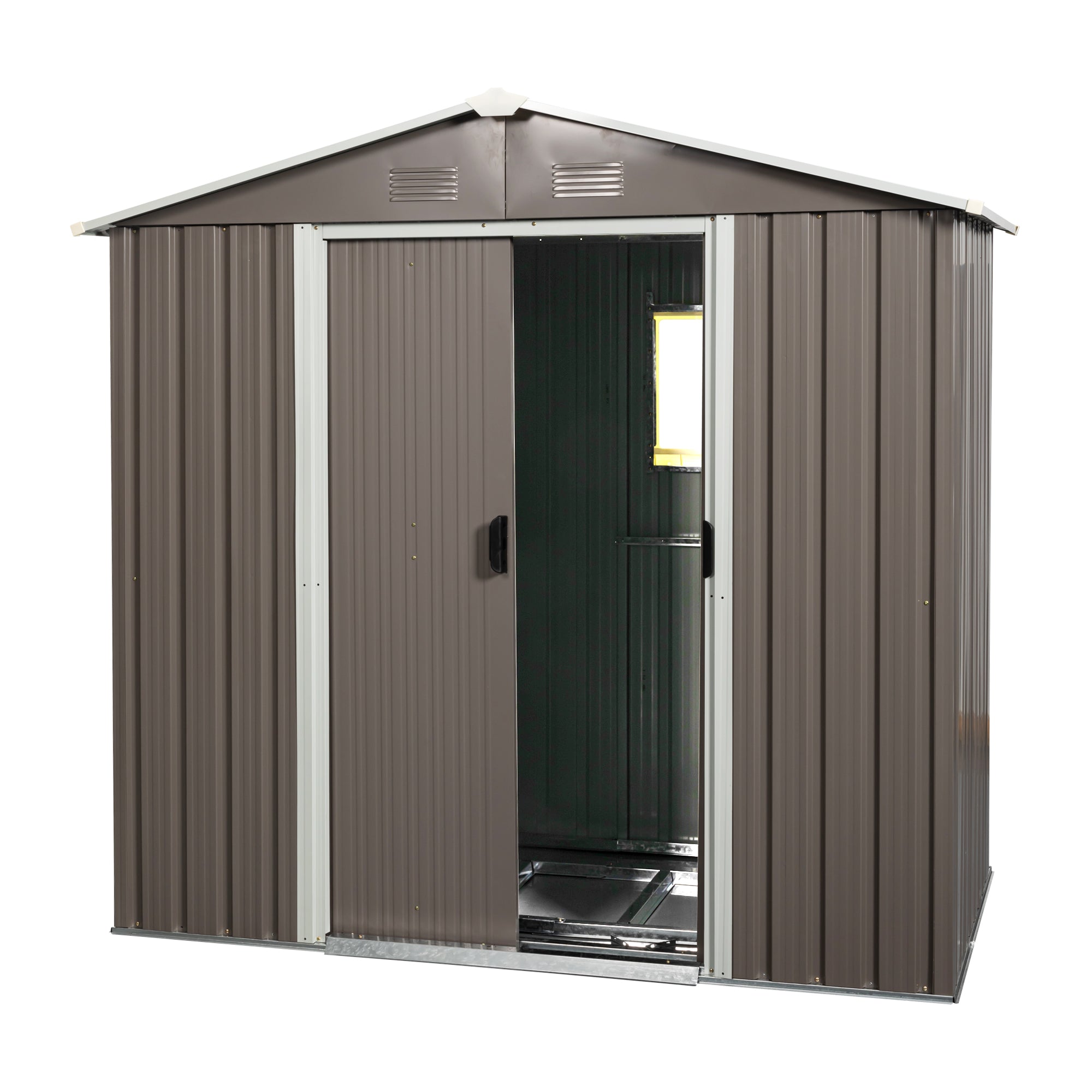 8ft x 4ft  Outdoor Metal Storage Shed with Aluminum Frame and Window- Gray_4