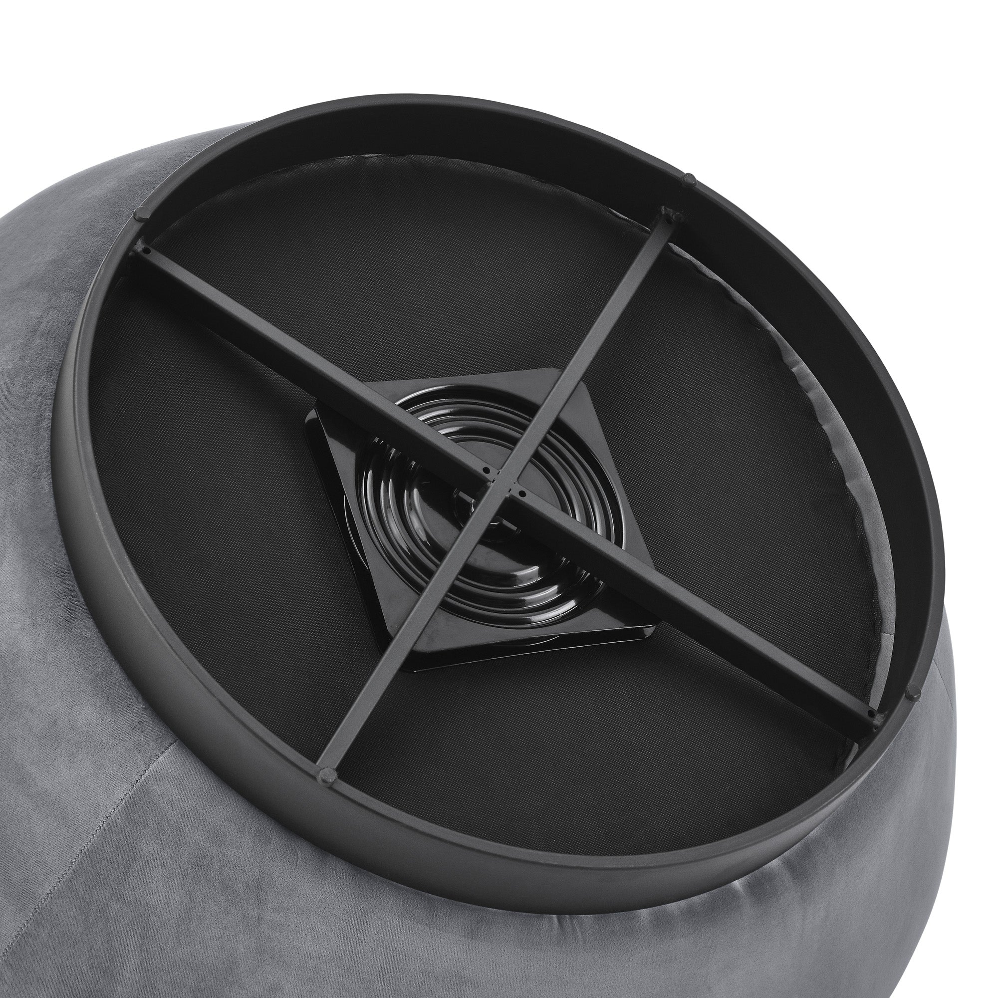 Swviel Barrel Chair with Black Stainless Steel Base and Storage Ottoman- Grey_15