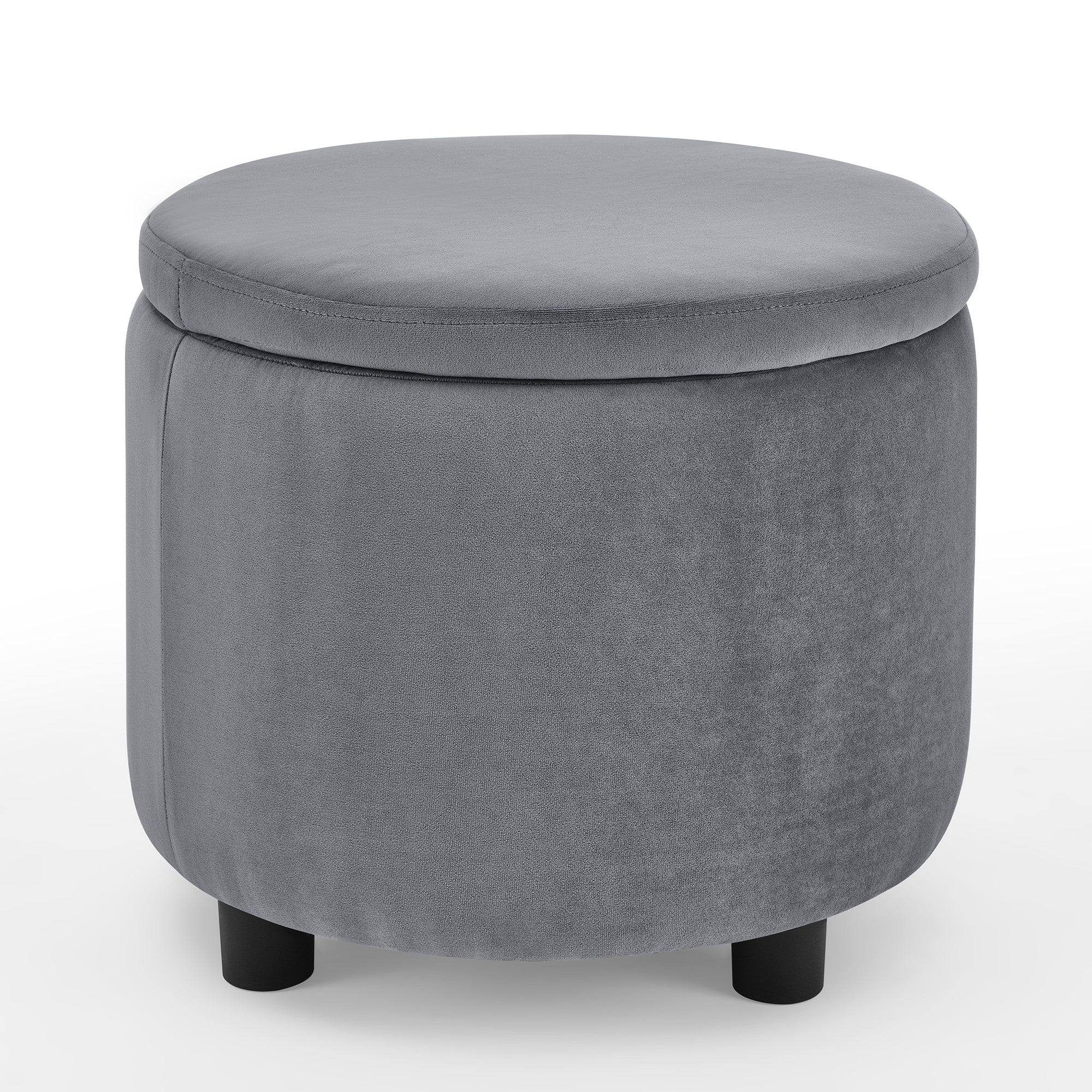 Swviel Barrel Chair with Black Stainless Steel Base and Storage Ottoman- Grey_10