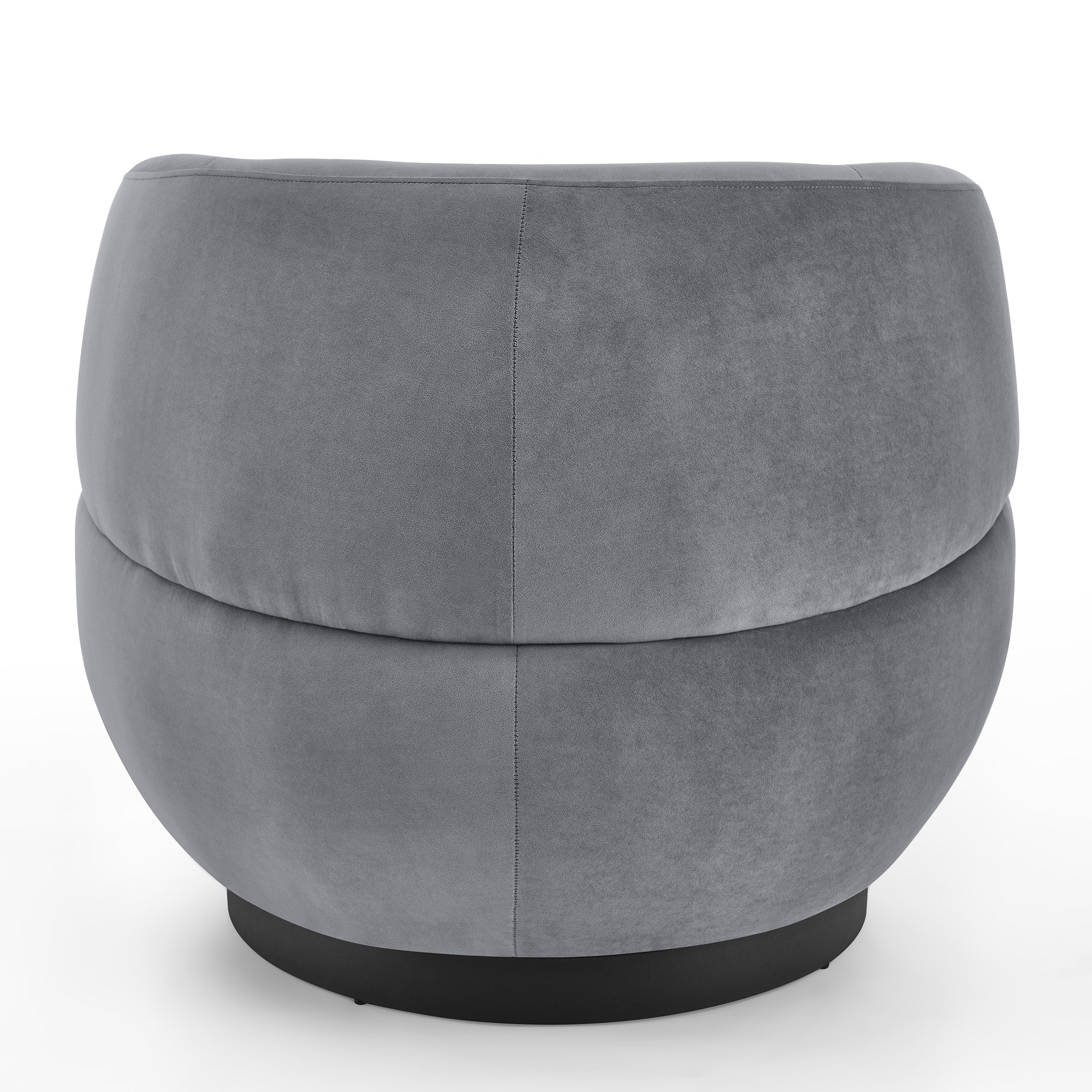 Swviel Barrel Chair with Black Stainless Steel Base and Storage Ottoman- Grey_9
