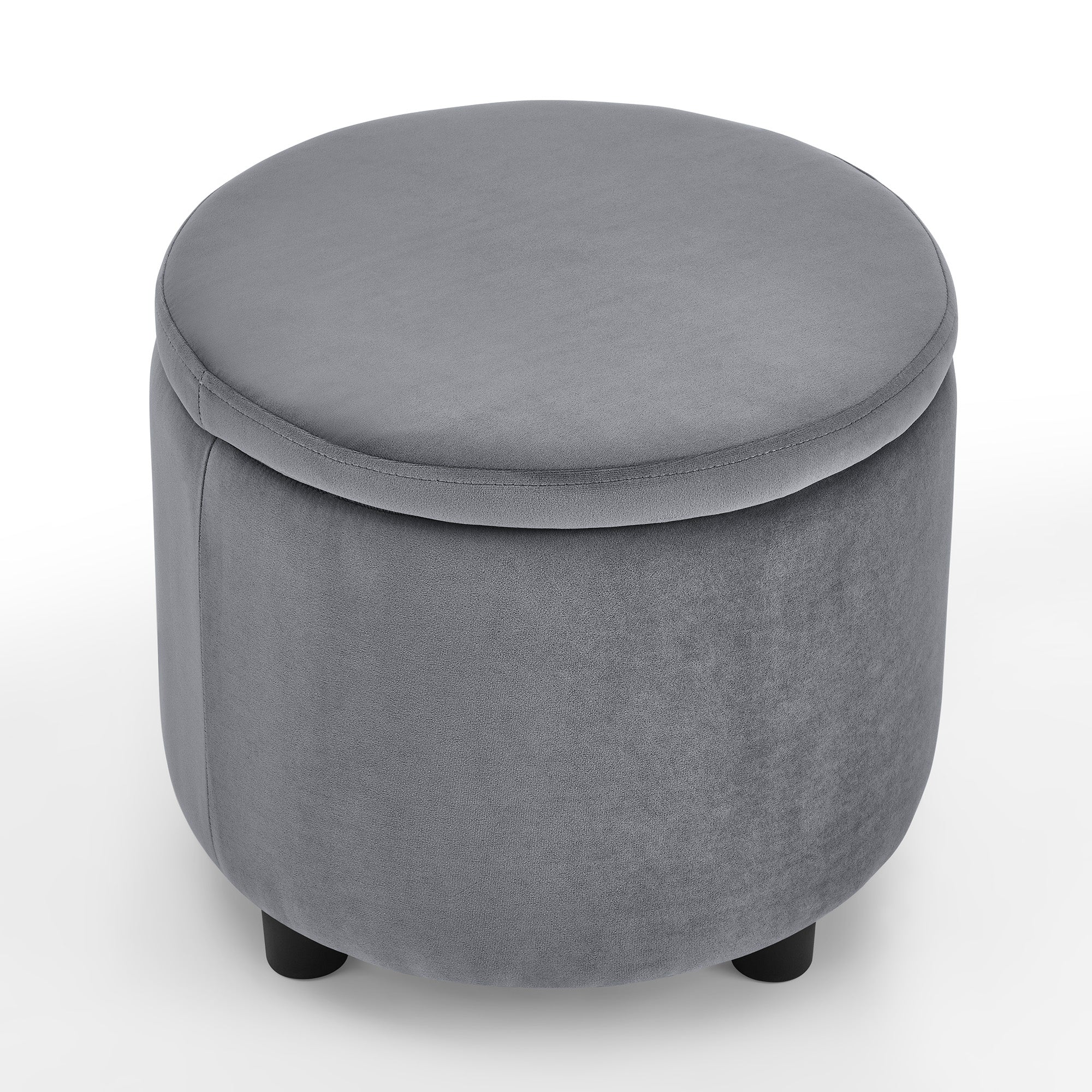 Swviel Barrel Chair with Black Stainless Steel Base and Storage Ottoman- Grey_12