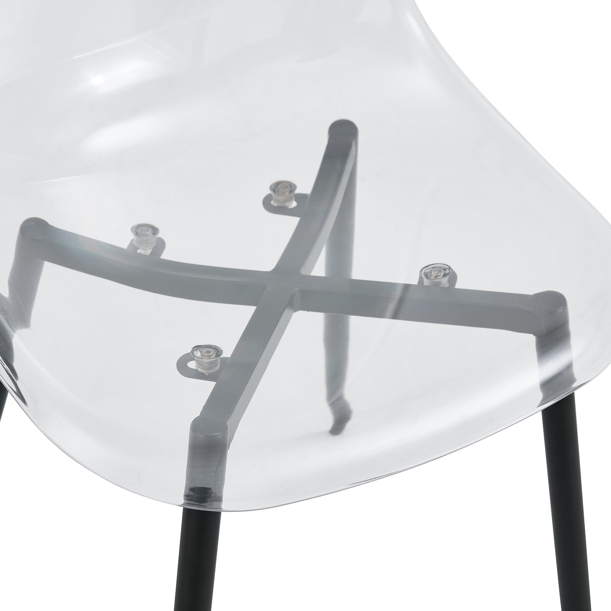 5 Pcs/Set Modern Transparent Ghost Glass Table and Acrylic Chair Set- Black_14