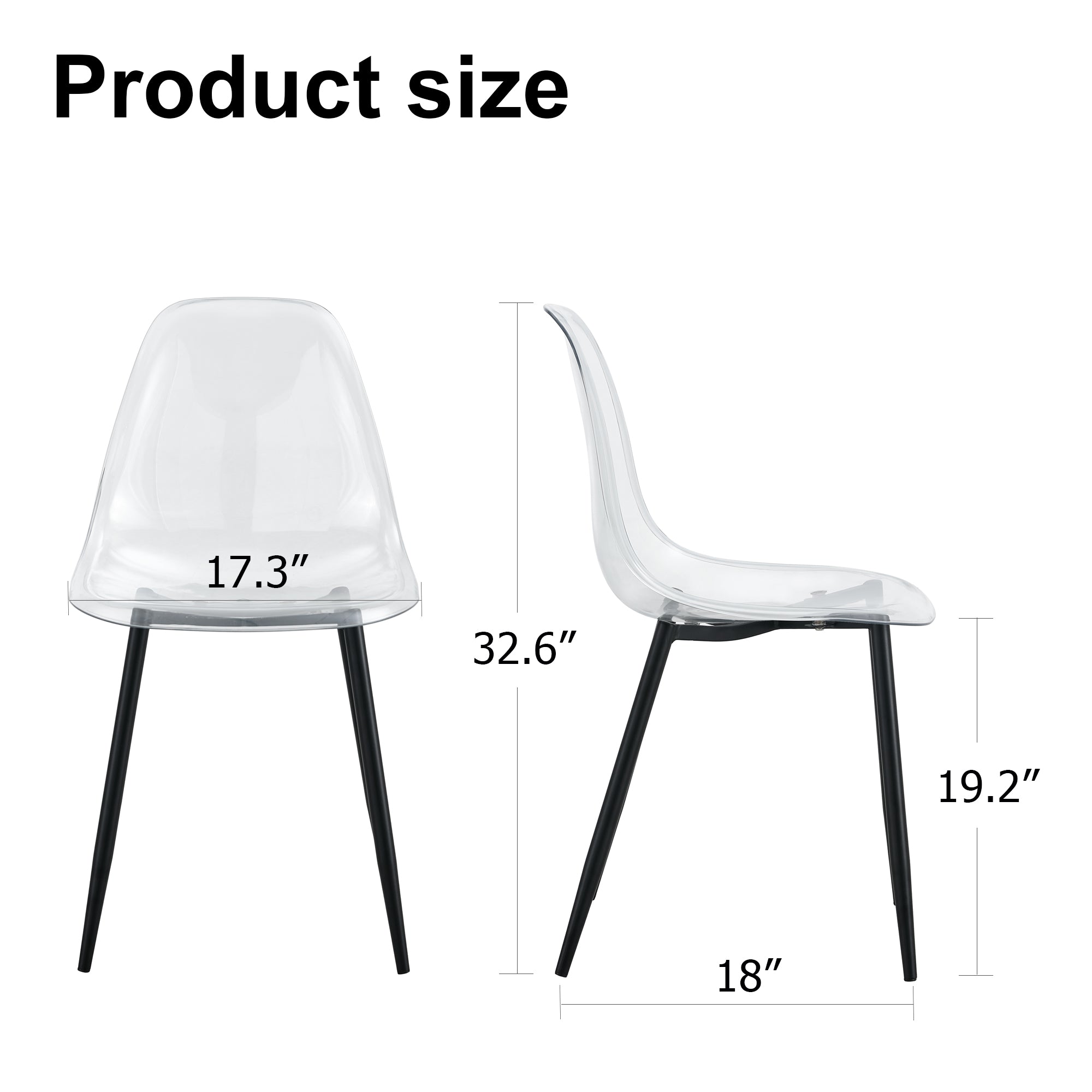 5 Pcs/Set Modern Transparent Ghost Glass Table and Acrylic Chair Set- Black_16