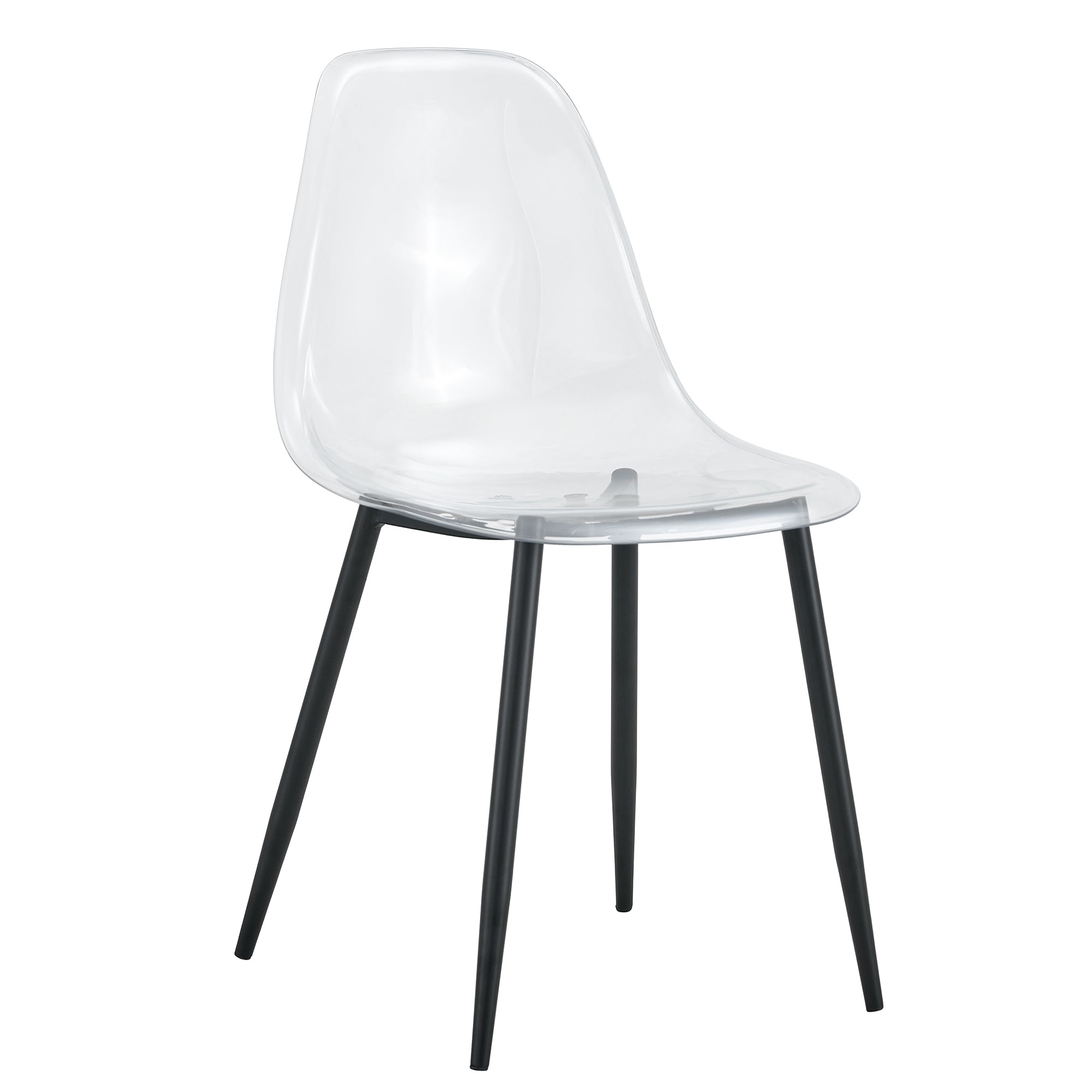 5 Pcs/Set Modern Transparent Ghost Glass Table and Acrylic Chair Set- Black_15