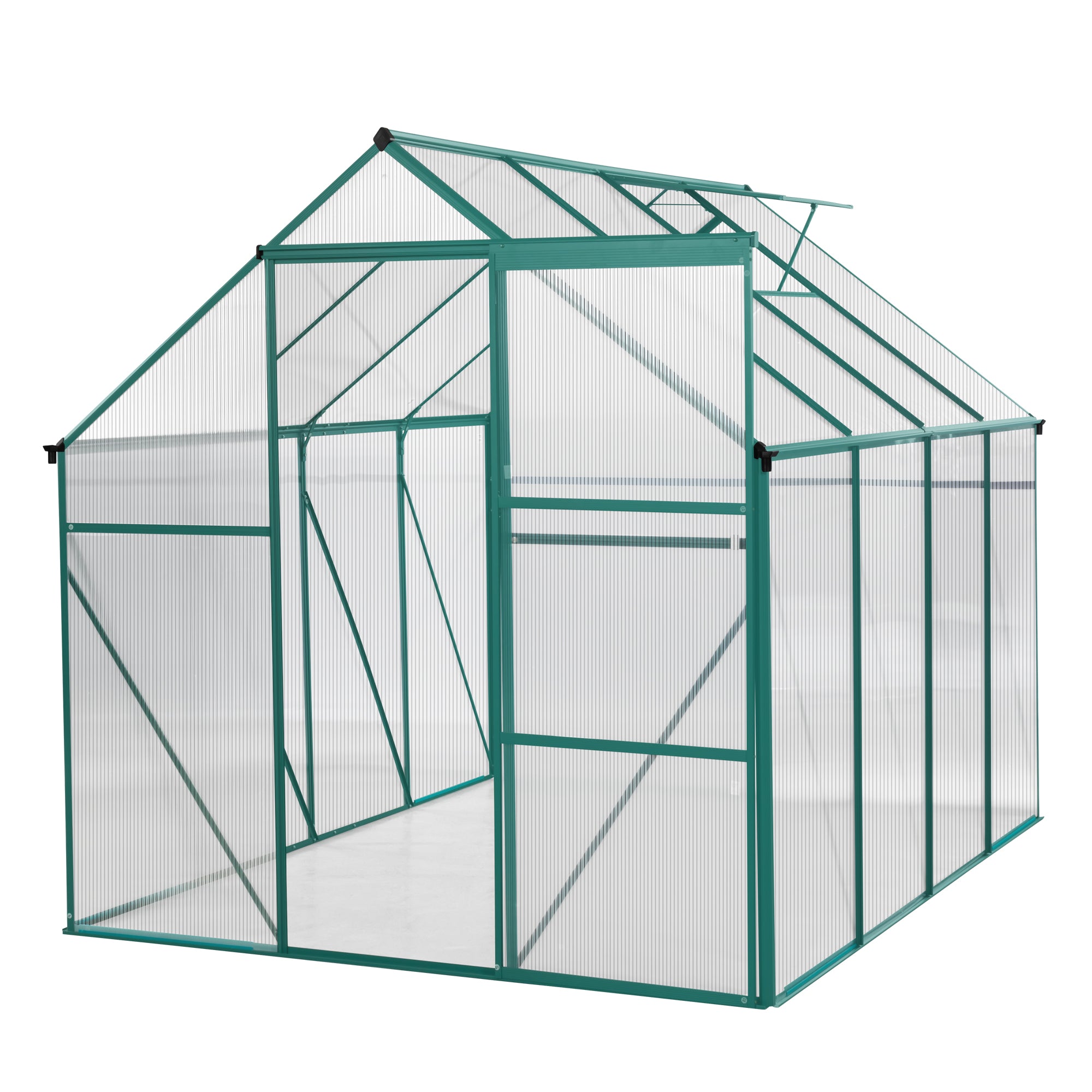 6 x 8 FT  Polycarbonate Walk-in Greenhouse Garden for Backyard Planting- Green_28