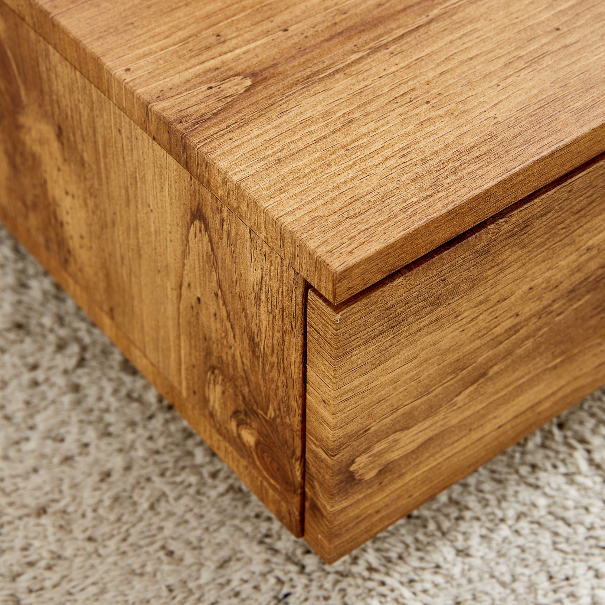 Wood Grain and Marble Rectangular Coffee Table with Fusion Cube Stylish Accent_5