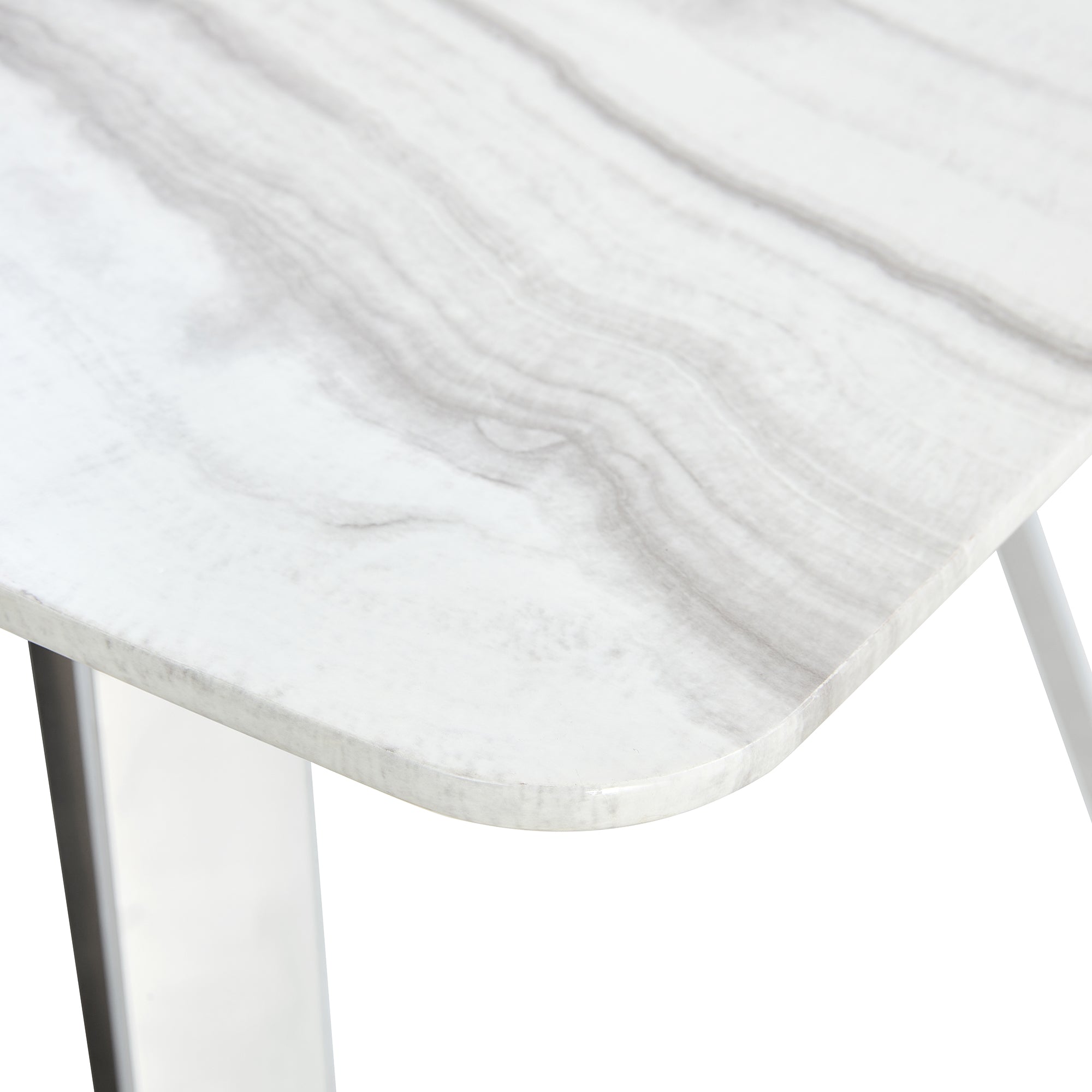 Modern Counter Height Rectangular Glass Dining Table with Silver Plated Legs_17