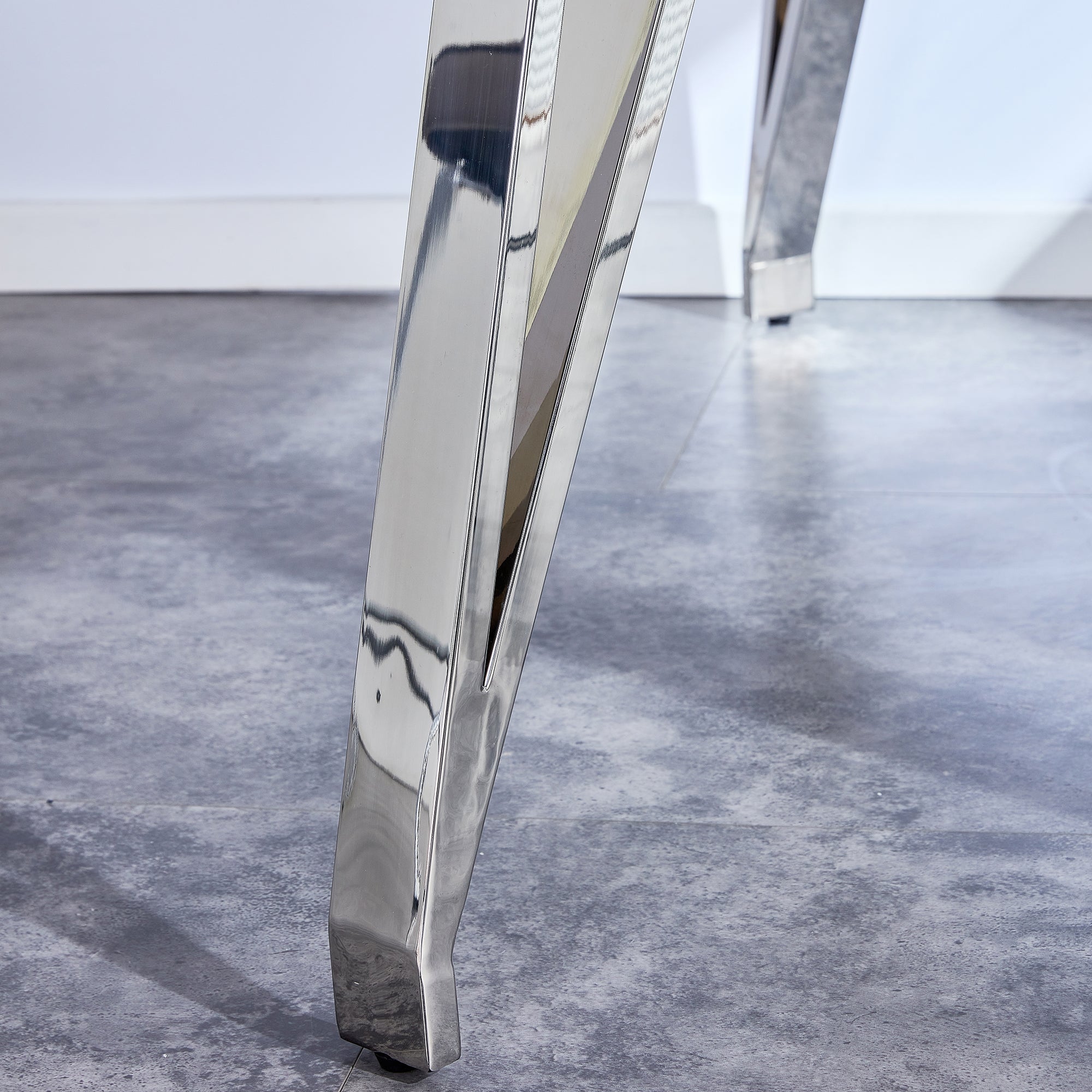 Modern Counter Height Rectangular Glass Dining Table with Silver Plated Legs_12