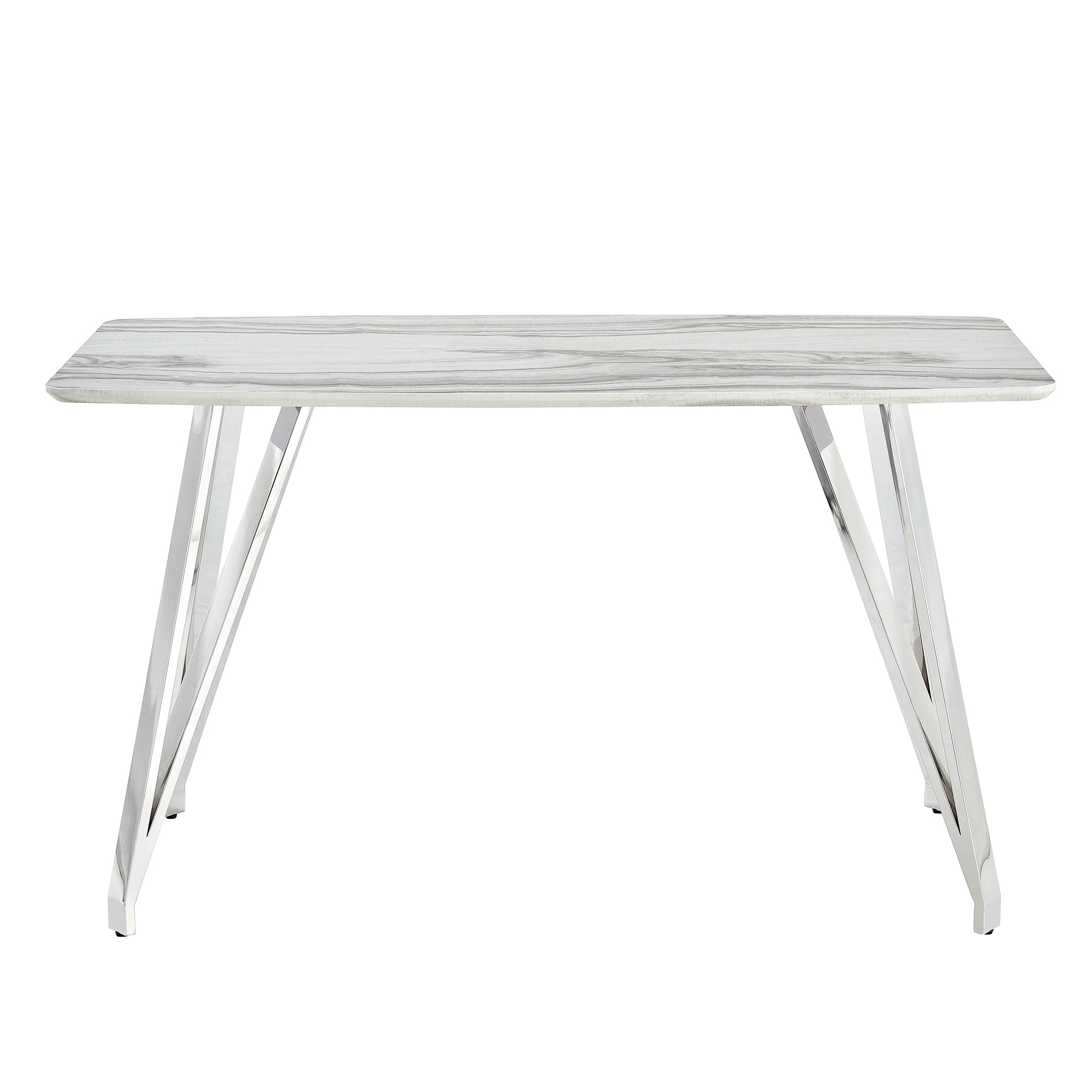 Modern Counter Height Rectangular Glass Dining Table with Silver Plated Legs_20