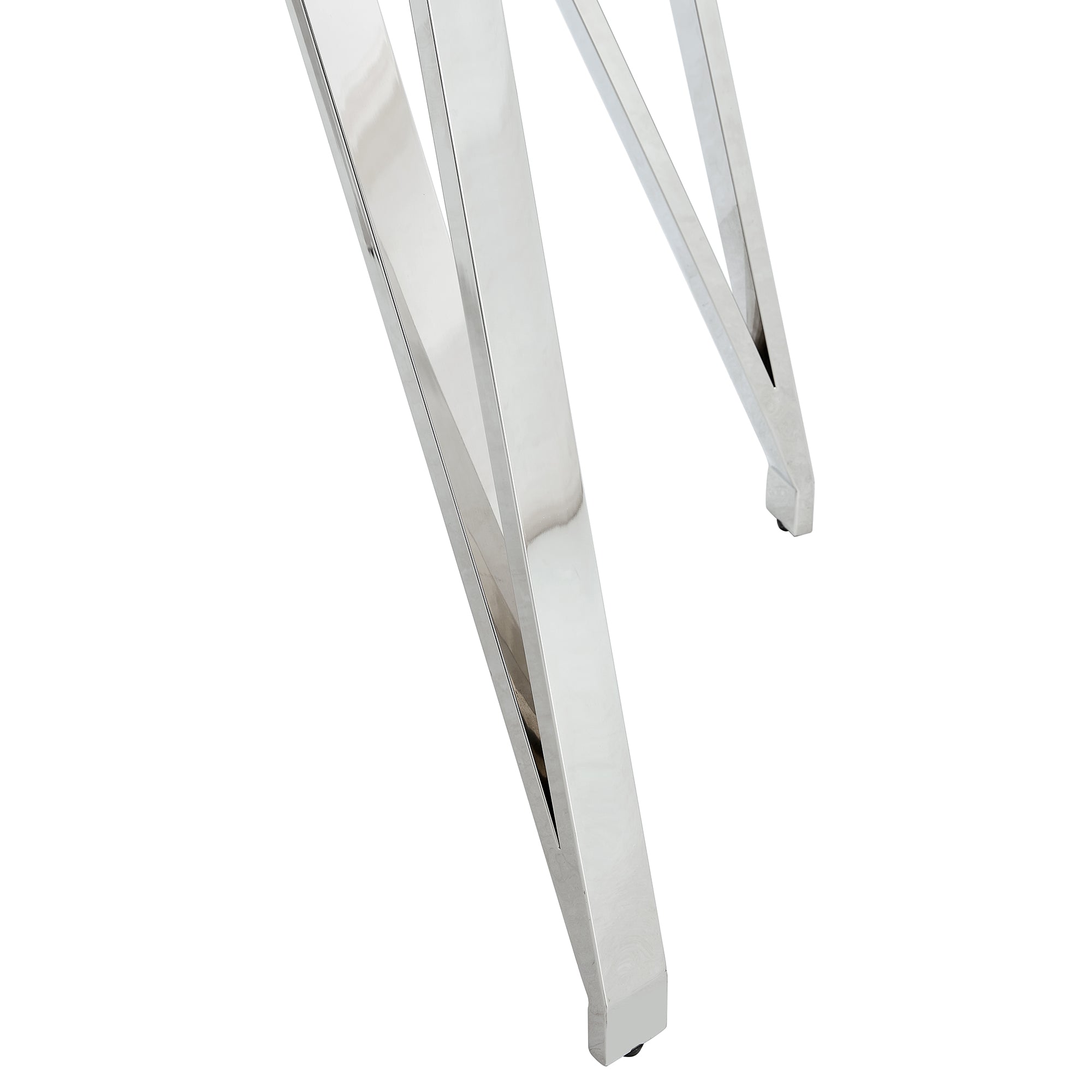 Modern Counter Height Rectangular Glass Dining Table with Silver Plated Legs_21