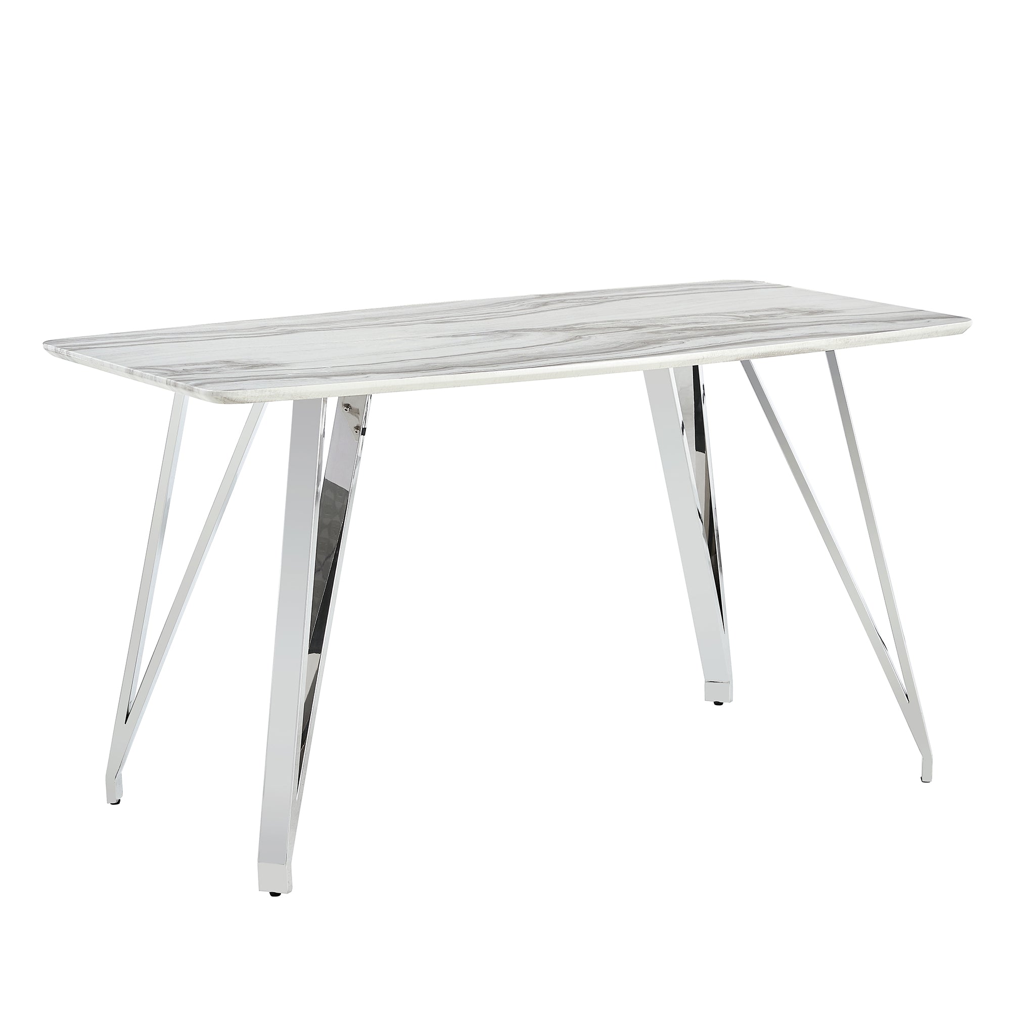 Modern Counter Height Rectangular Glass Dining Table with Silver Plated Legs_19