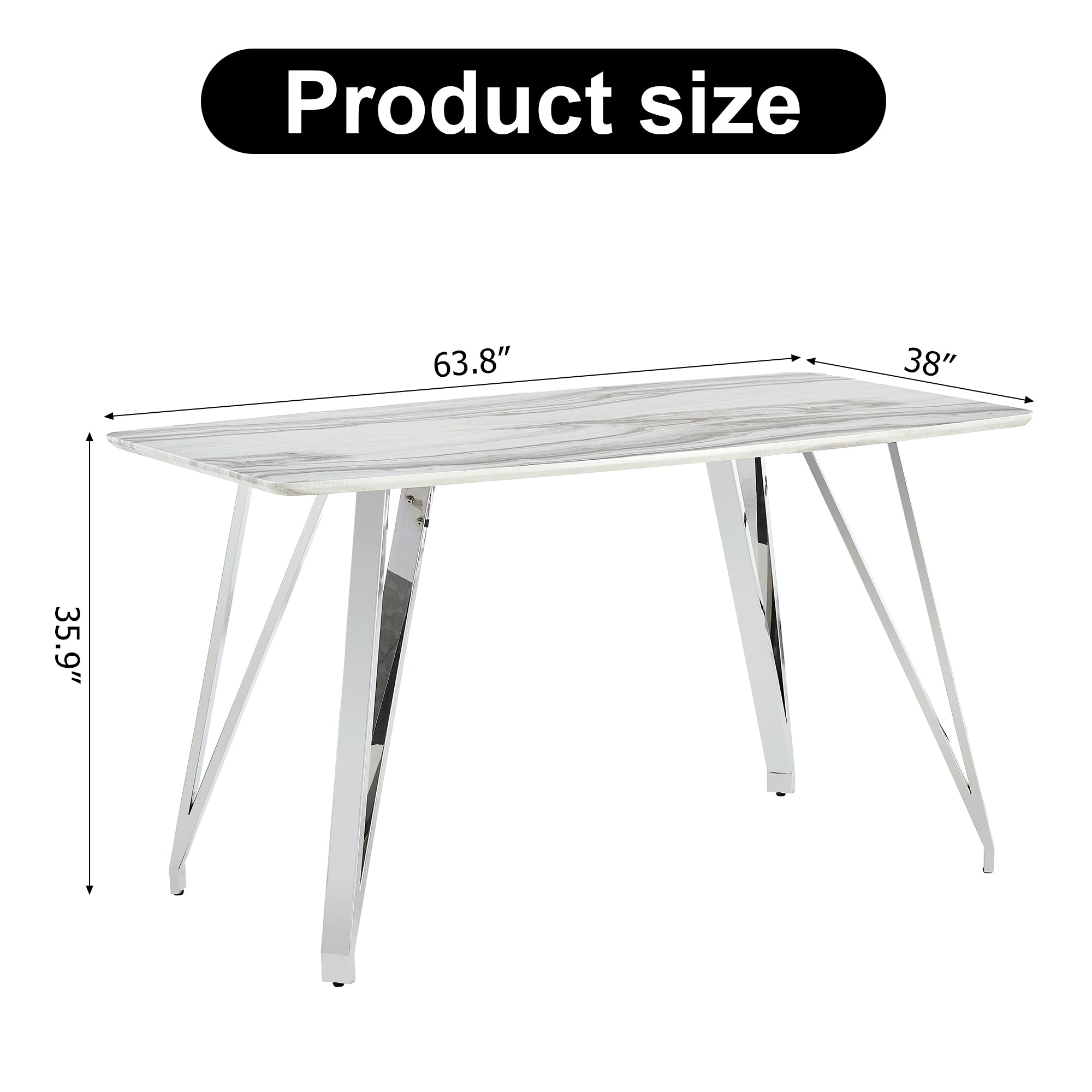 Modern Counter Height Rectangular Glass Dining Table with Silver Plated Legs_10