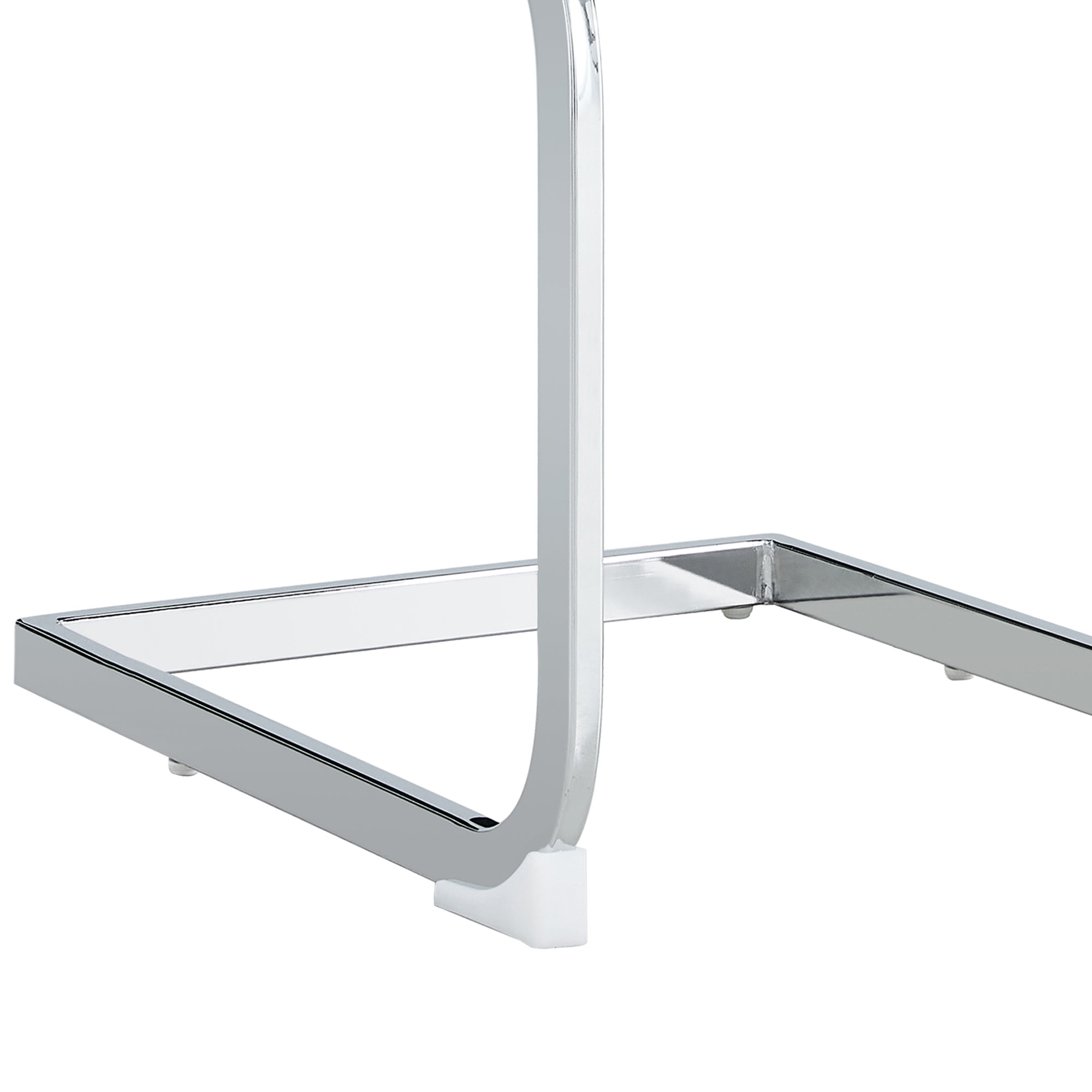 Glass Dining table and Chair Set with 4 Grey Middle Grid Dining Chairs and 1 Dining Table_13