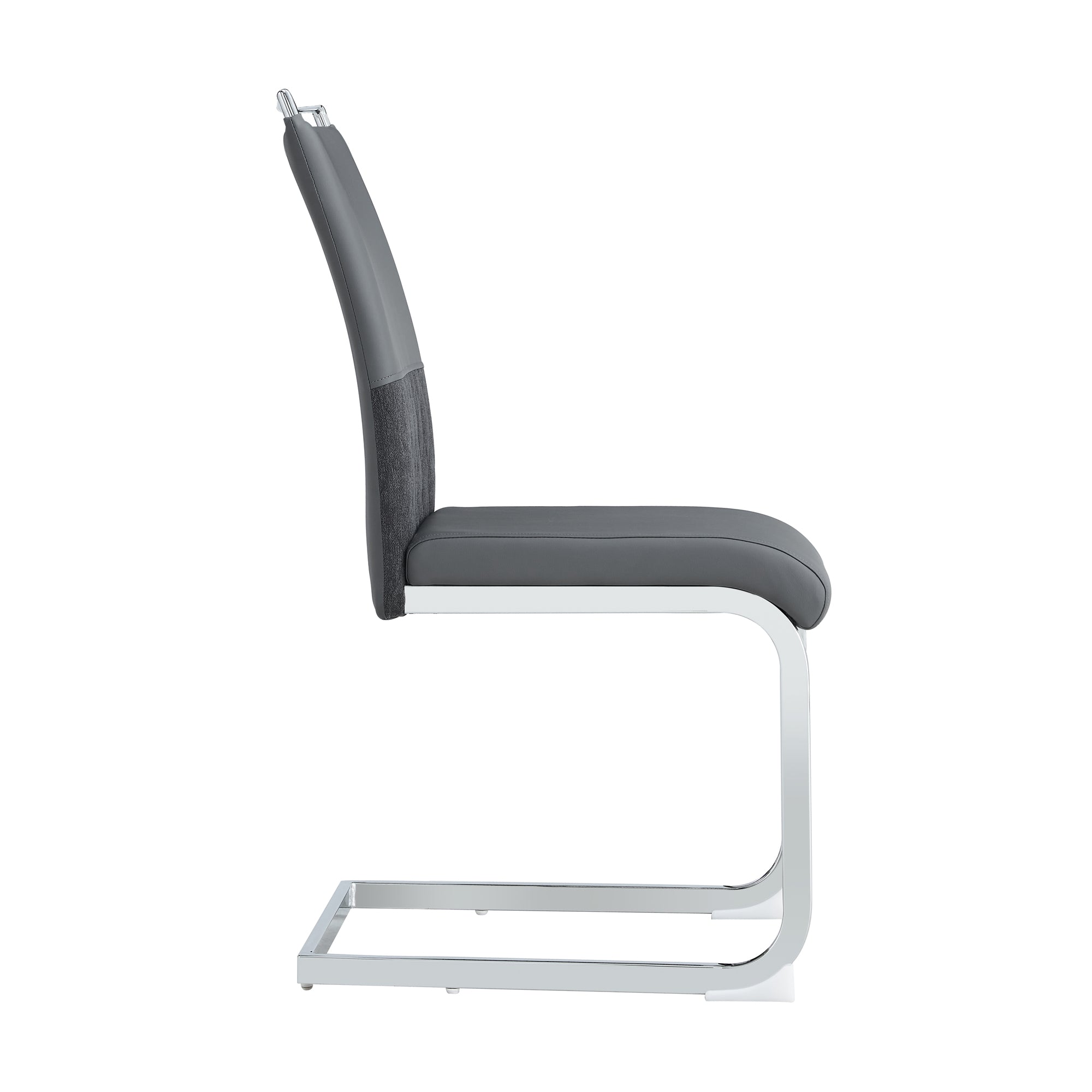 Glass Dining table and Chair Set with 4 Grey Middle Grid Dining Chairs and 1 Dining Table_8