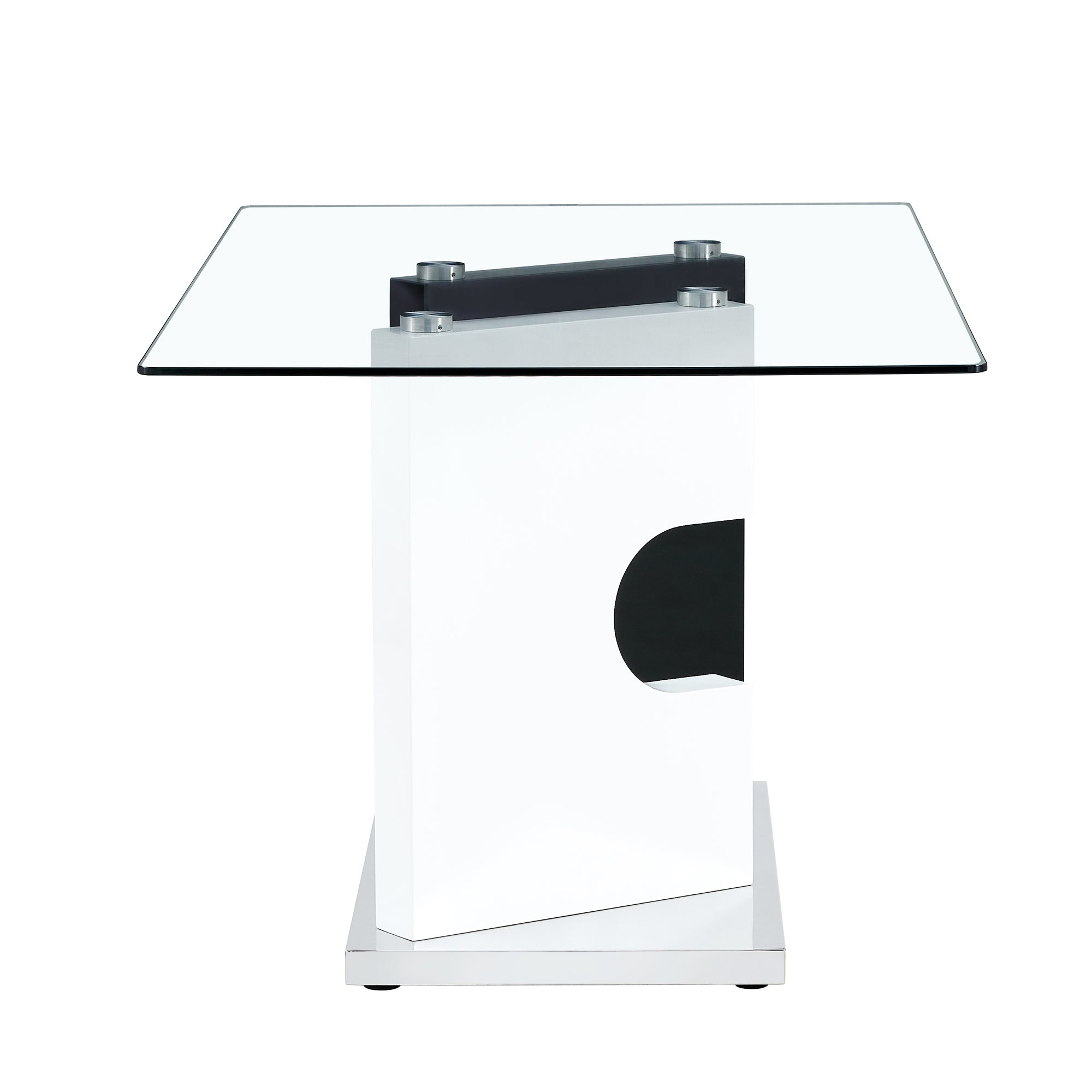 6-8  Large Modern Minimalist Rectangular Glass Dining Table with Special-Shaped Bracket_9