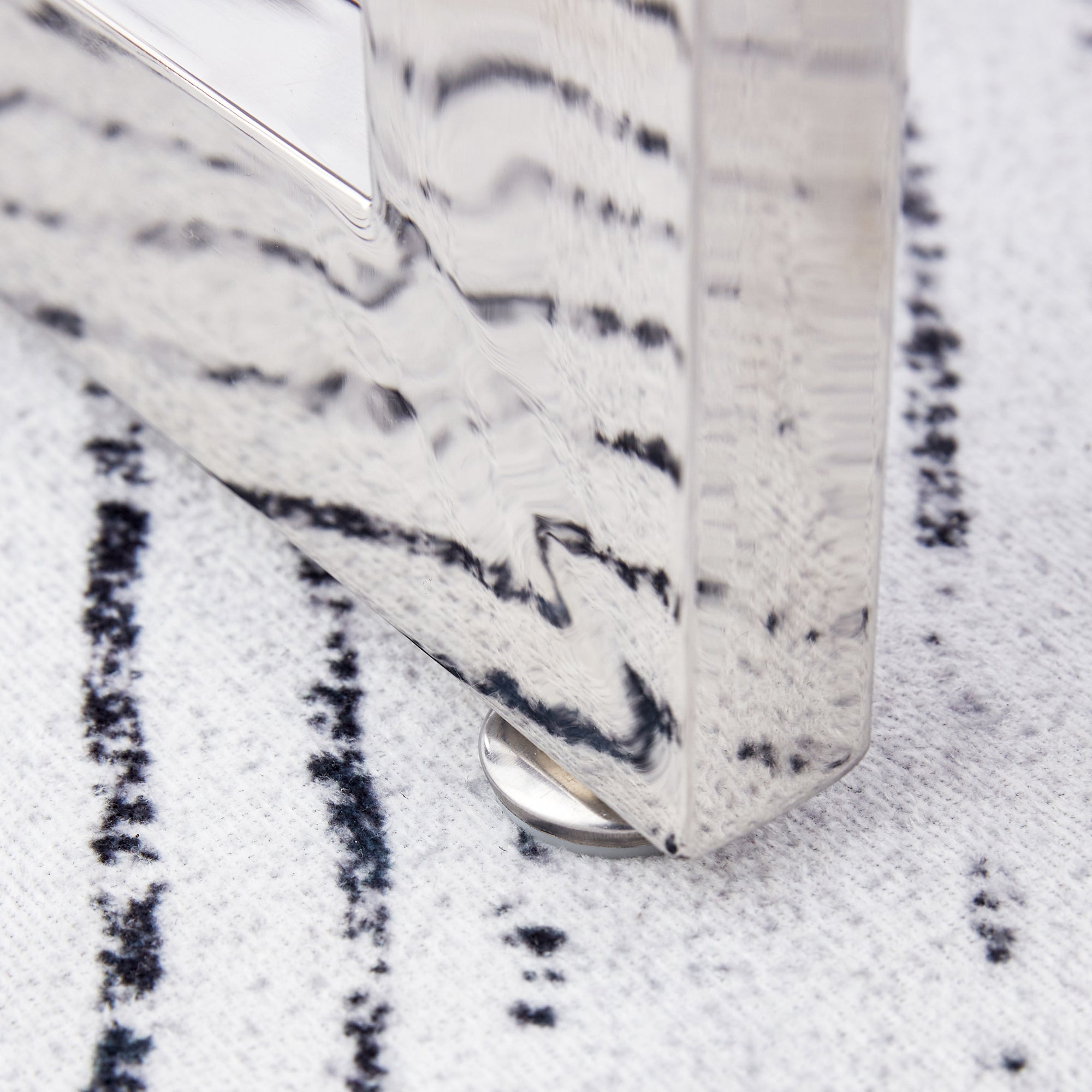 Rectangular Marble Dining Table with Faux Marble Top and Gray U-Shape Base_8