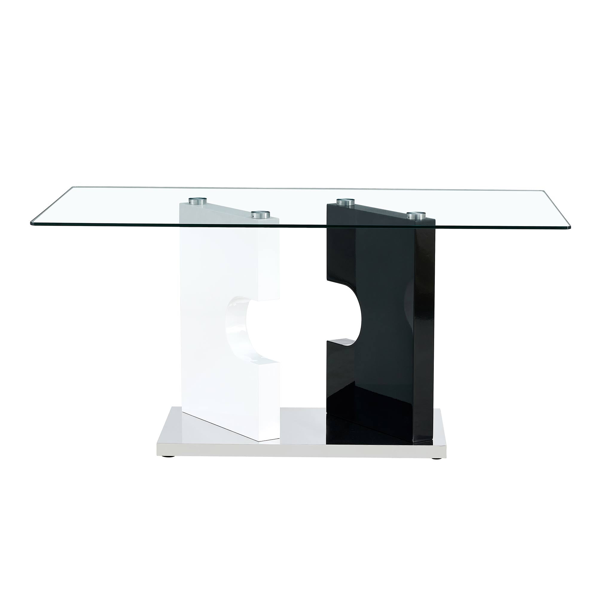 6-8  Large Modern Minimalist Rectangular Glass Dining Table with Special-Shaped Bracket_10