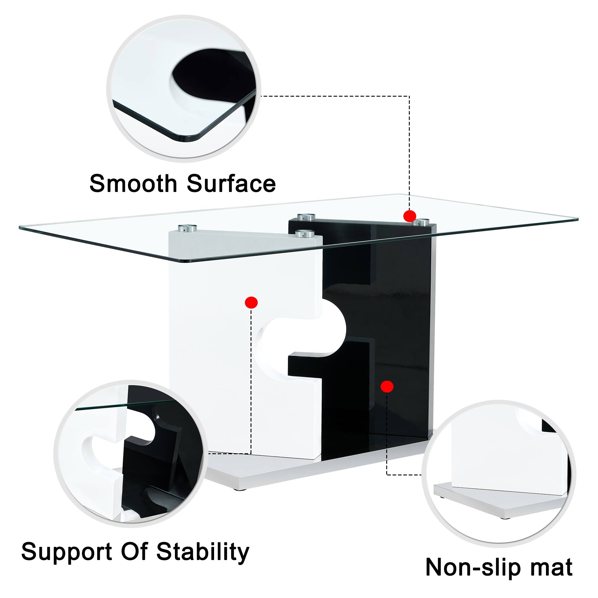 6-8  Large Modern Minimalist Rectangular Glass Dining Table with Special-Shaped Bracket_22