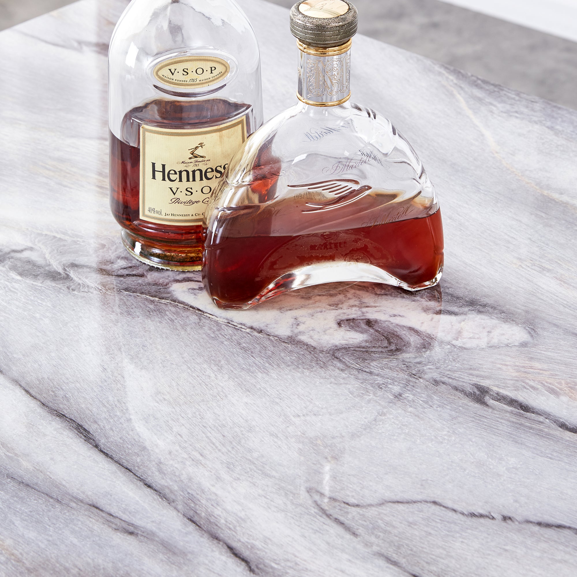 Rectangular Marble Dining Table with Faux Marble Top and Gray U-Shape Base_11