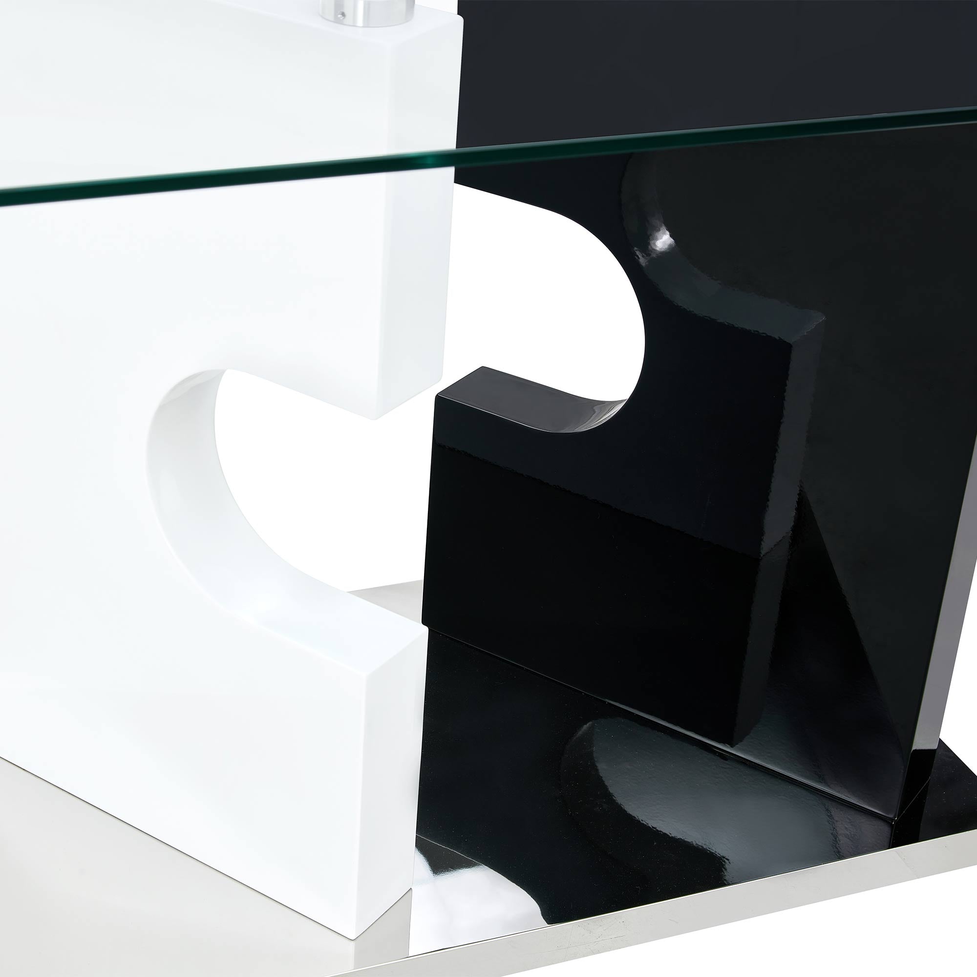 6-8  Large Modern Minimalist Rectangular Glass Dining Table with Special-Shaped Bracket_14