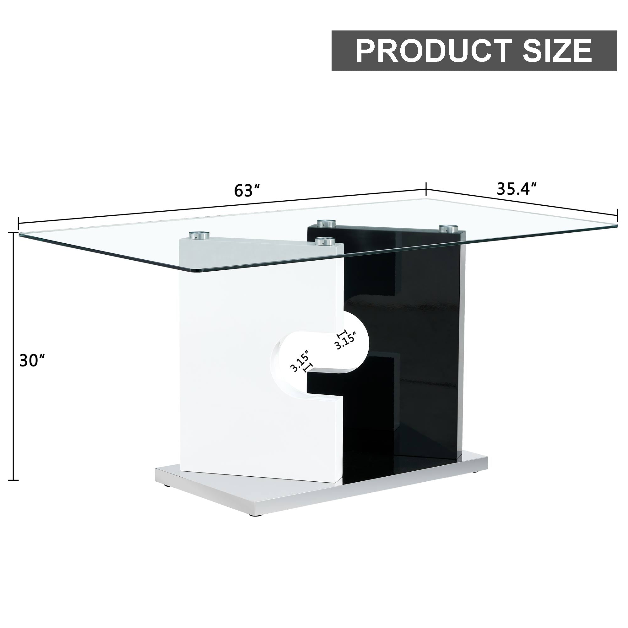 6-8  Large Modern Minimalist Rectangular Glass Dining Table with Special-Shaped Bracket_21
