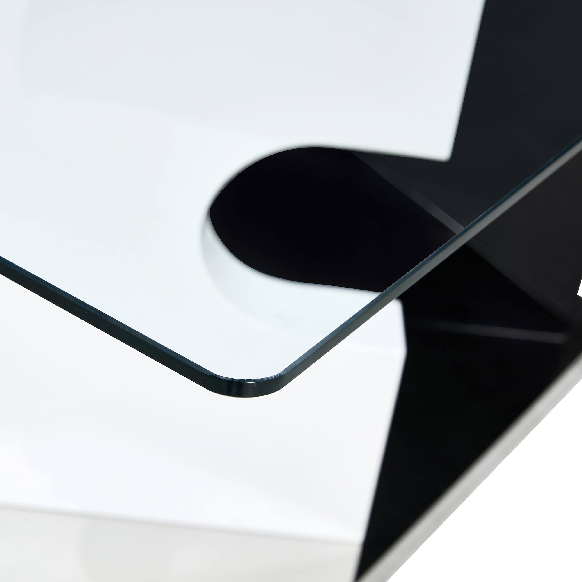 6-8  Large Modern Minimalist Rectangular Glass Dining Table with Special-Shaped Bracket_13